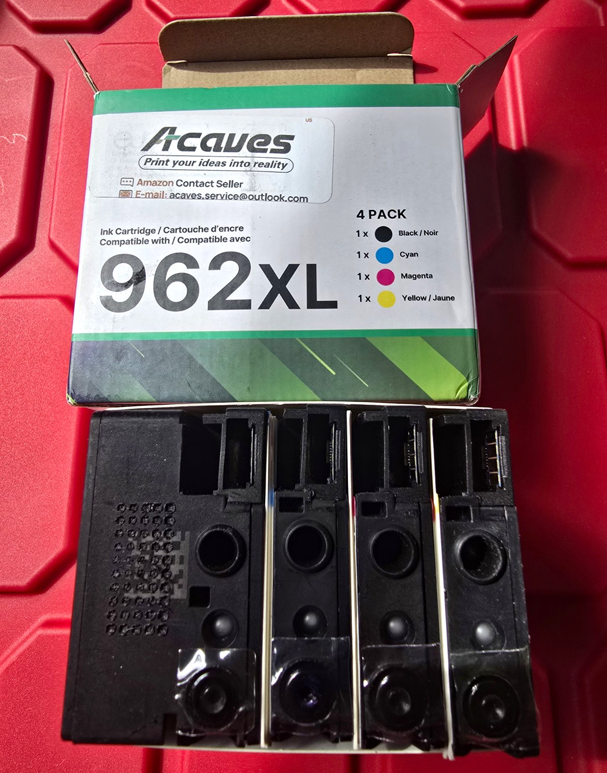 Acaves 962XL Compatible Inkjet Ink Cartridges for HP 4-Pack BK C M Y