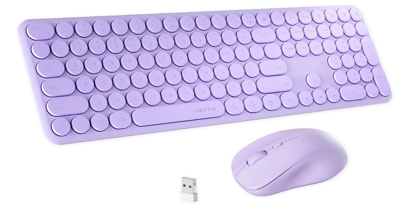 x UBOTIE Wireless Keyboard and Mouse Combo with 110 Round Keycaps, Power Switch,