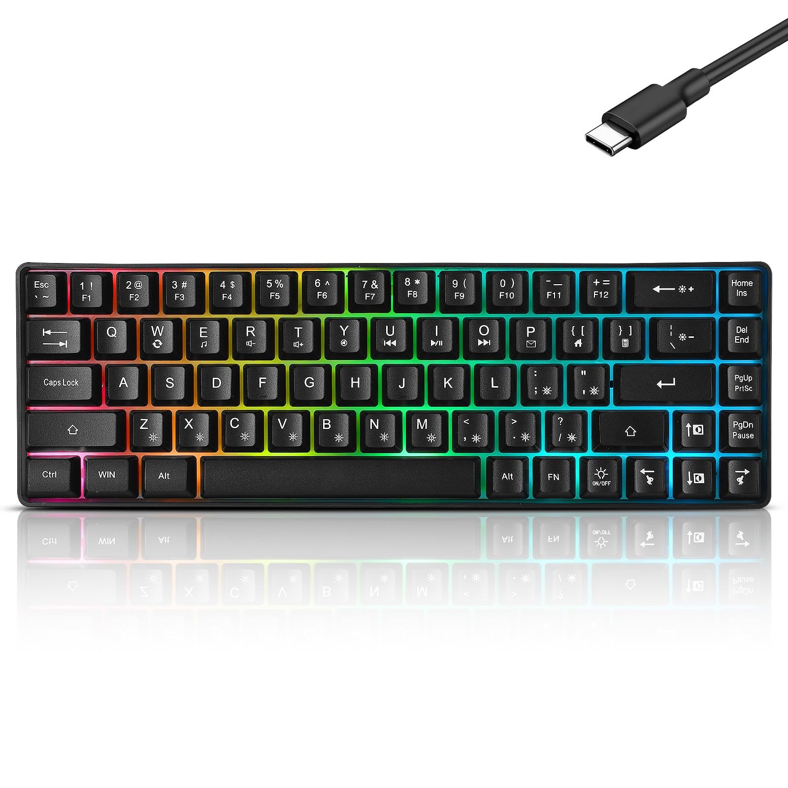 Wired Portable 60% Mechanical Feeling Gaming Keyboard 68 Keys Red Switch