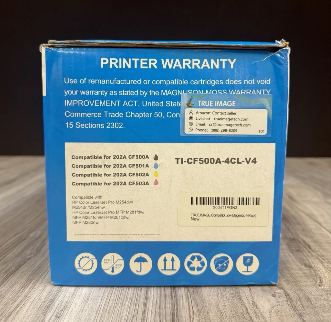 True Image Compatible HP 202A CF500A Toner Cartridge 4-Pack CMYK Color Set NEW