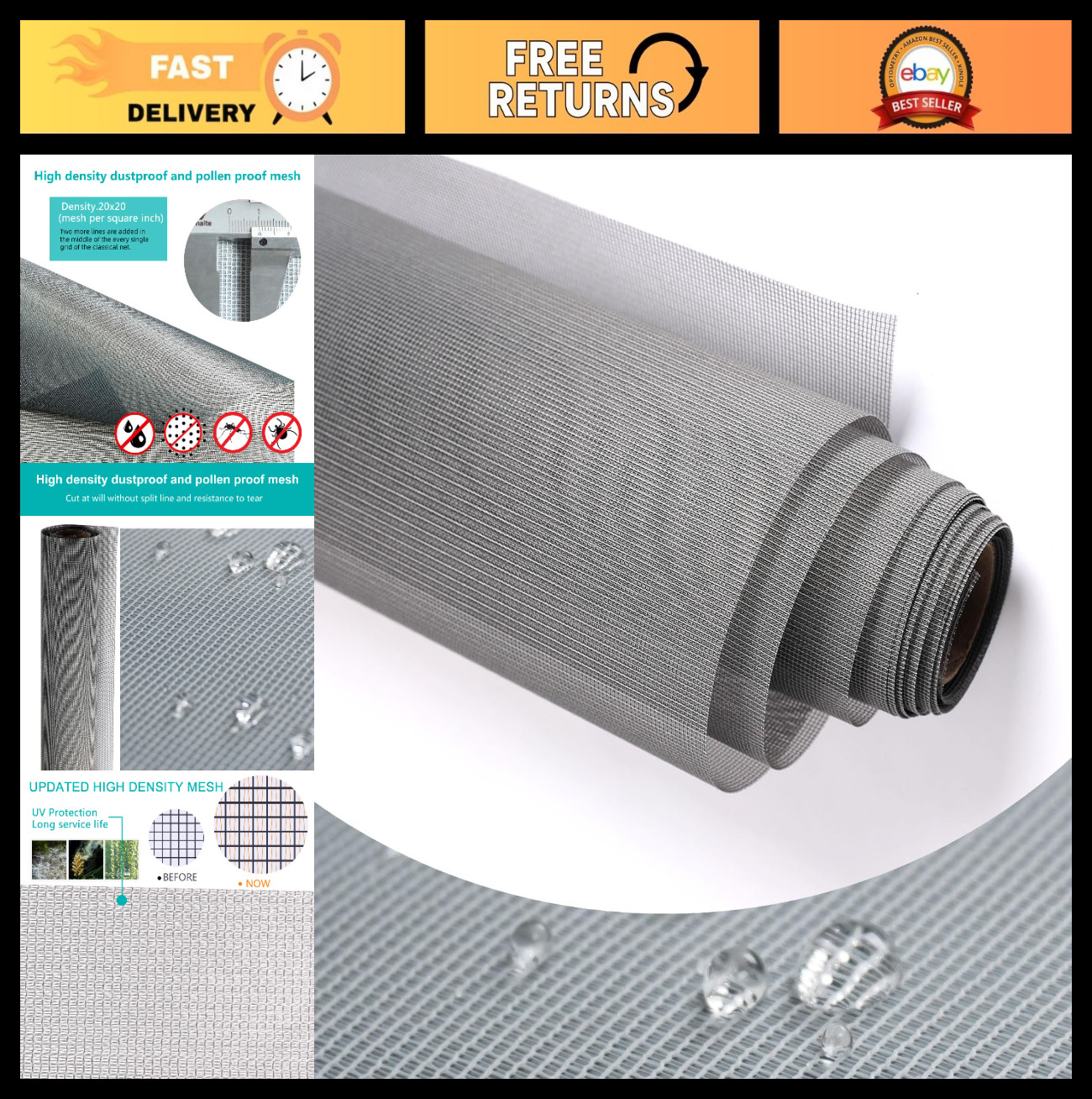 High-Density Dustproof Pollen-Proof Window Screen Mesh Roll for Windows & Doors