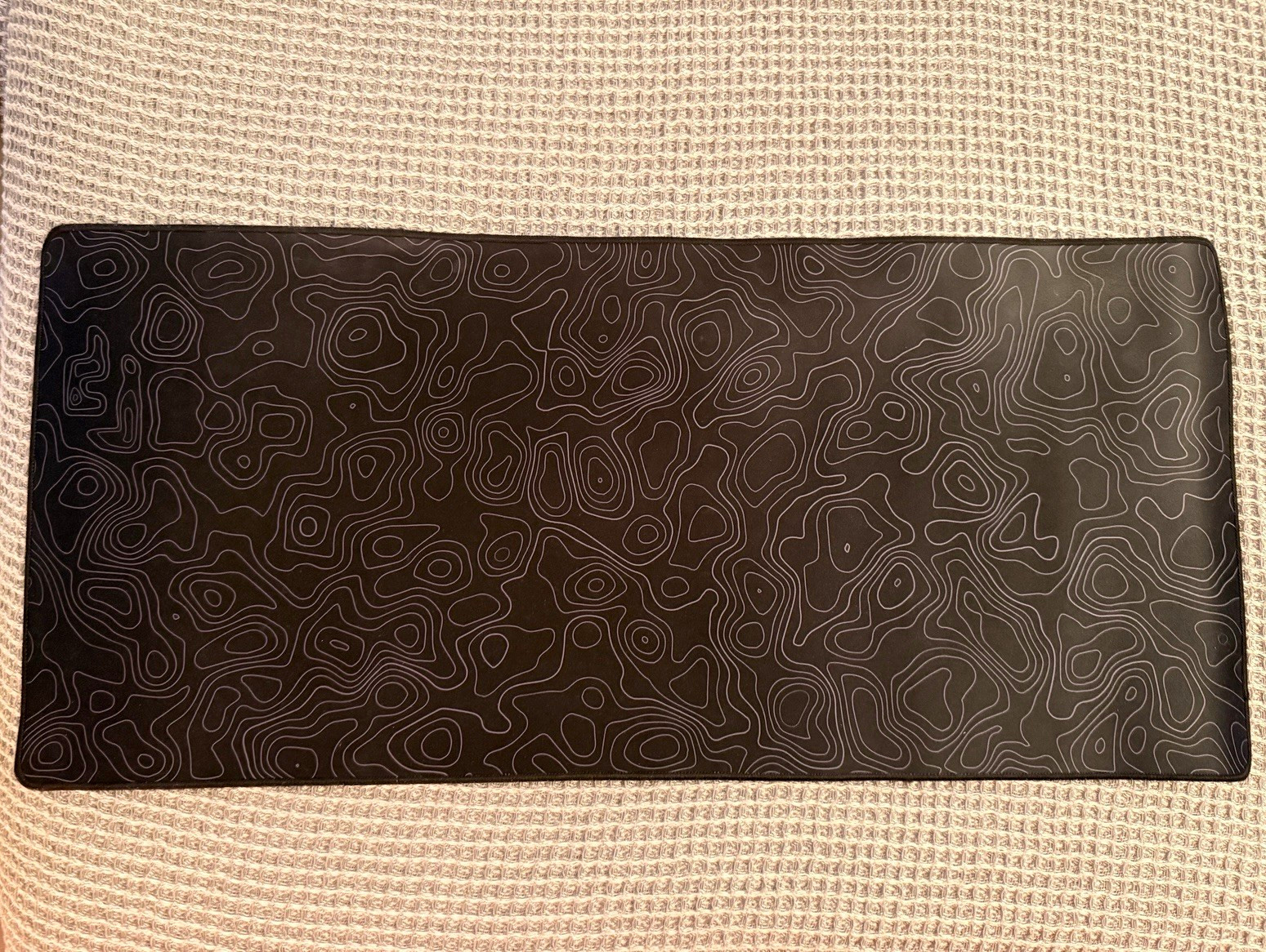 Black/Gray Topographic Pattern Extended Mouse Pad Desk Mat 35 x 14 in