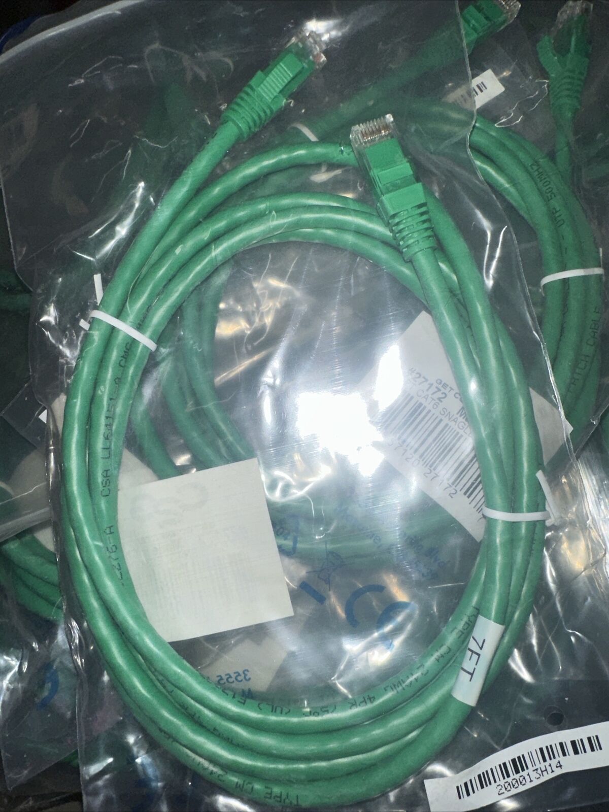 LOT OF 80 - New 7ft Cat6 Snagless Green Ethernet Cables