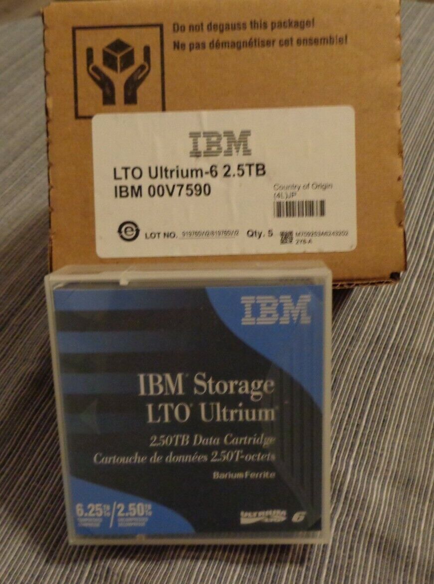 IBM 00V7590 LTO Ultrium 6 2.5TB with Case Data Cartridge 5 Pack