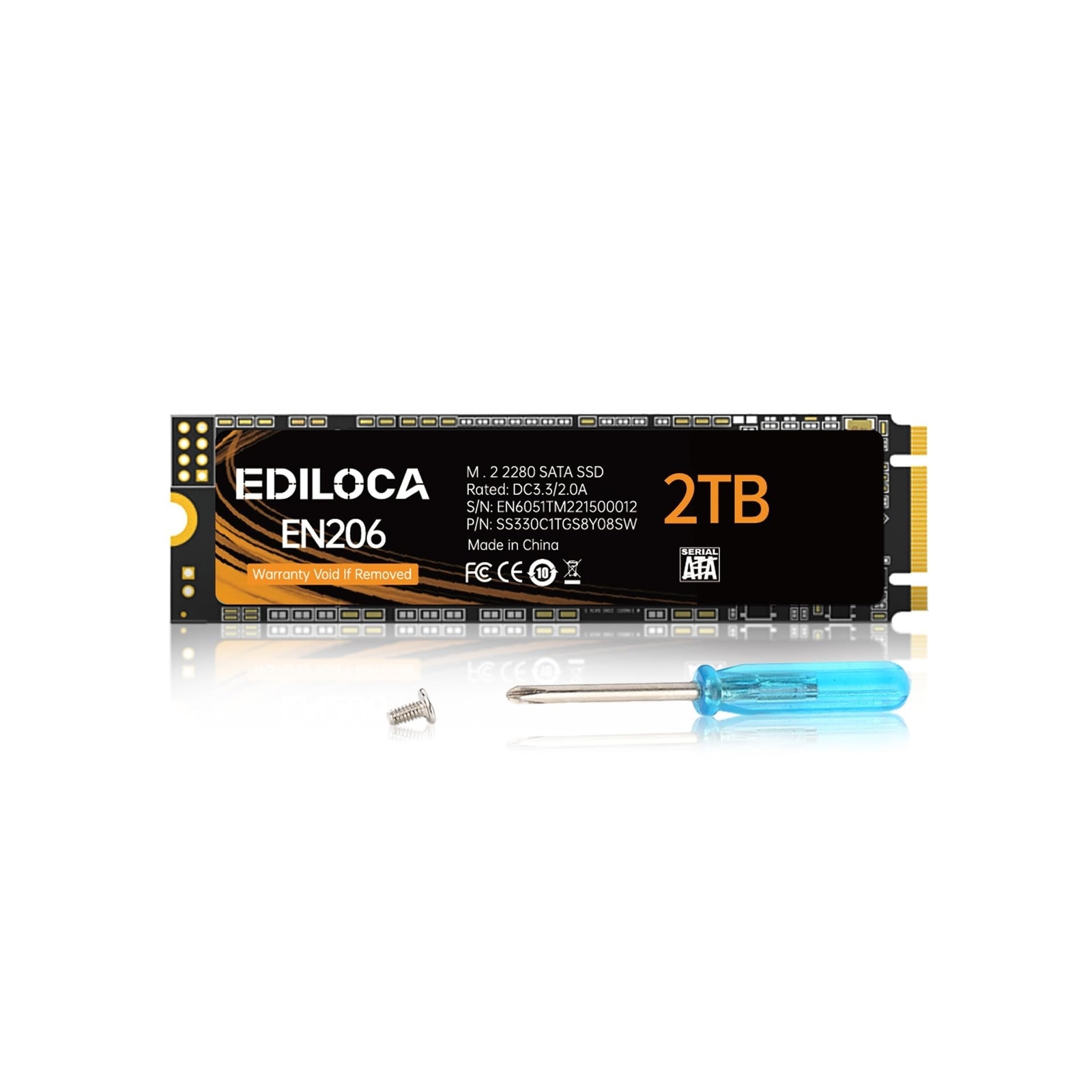 EN206 2TB SSD M.2 SATA 3D NAND TLC, M.2 2280 SATA III 6Gb/s SSD Internal Hard...
