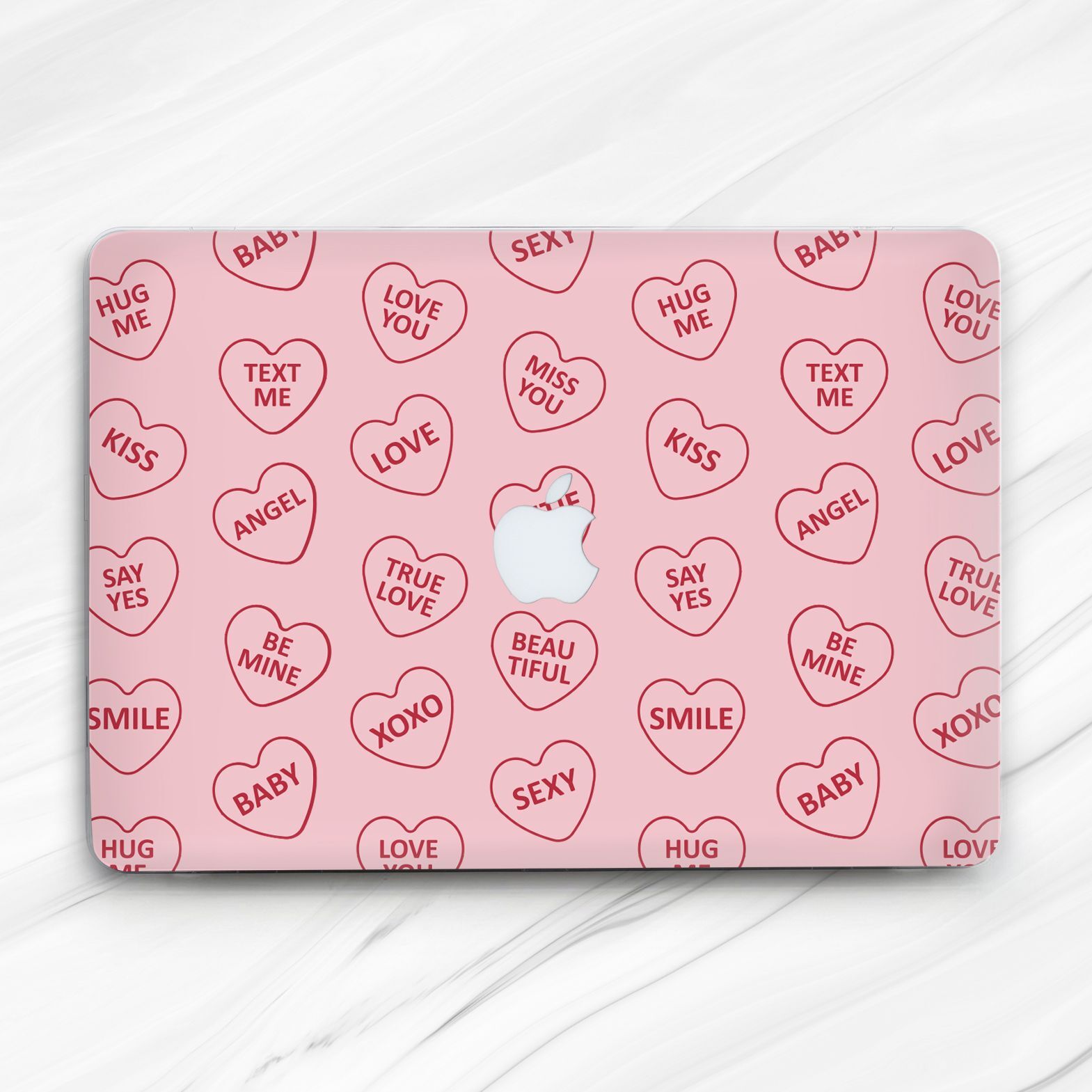 Pink Love Hears Kiss Smile Pattern Hard Case For Macbook Air 13 Pro 16 13 14 15