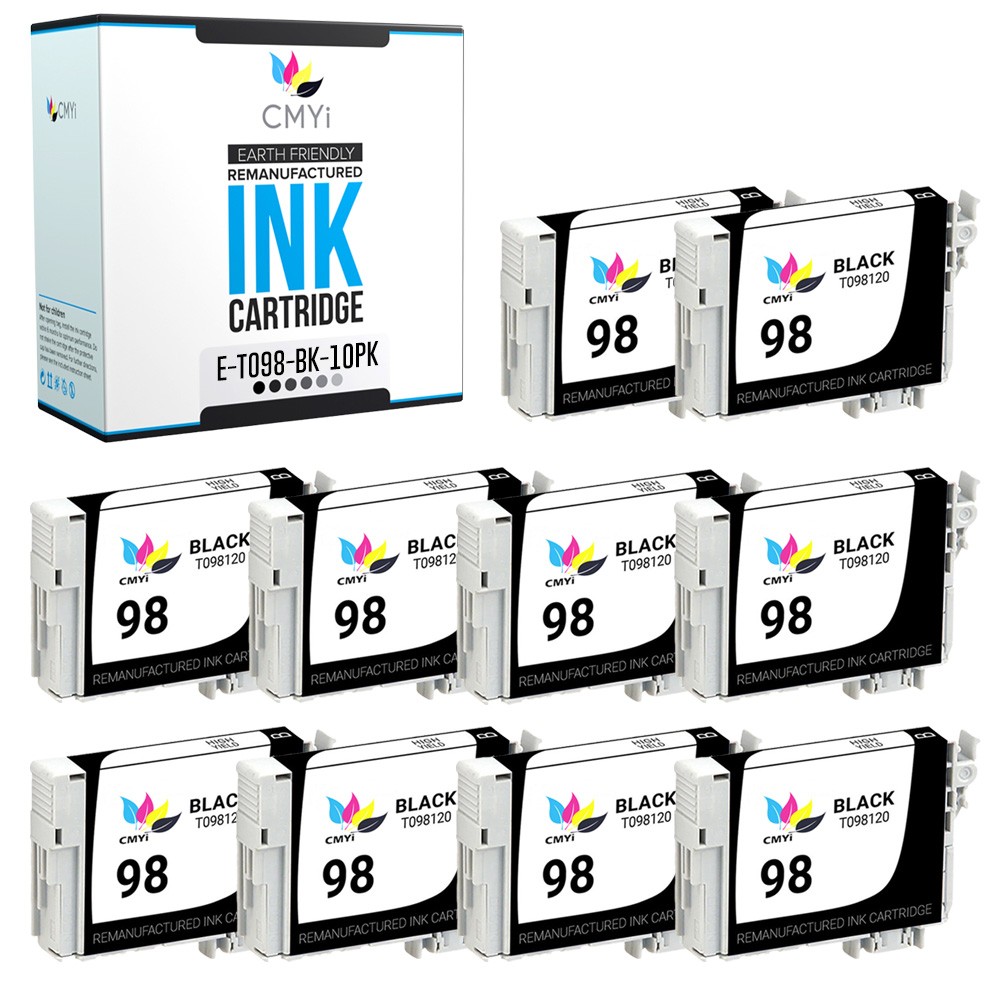 CMYi 10PK Epson Black 98 Ink Cartridge Replacement for Artisan 700 710 725 730