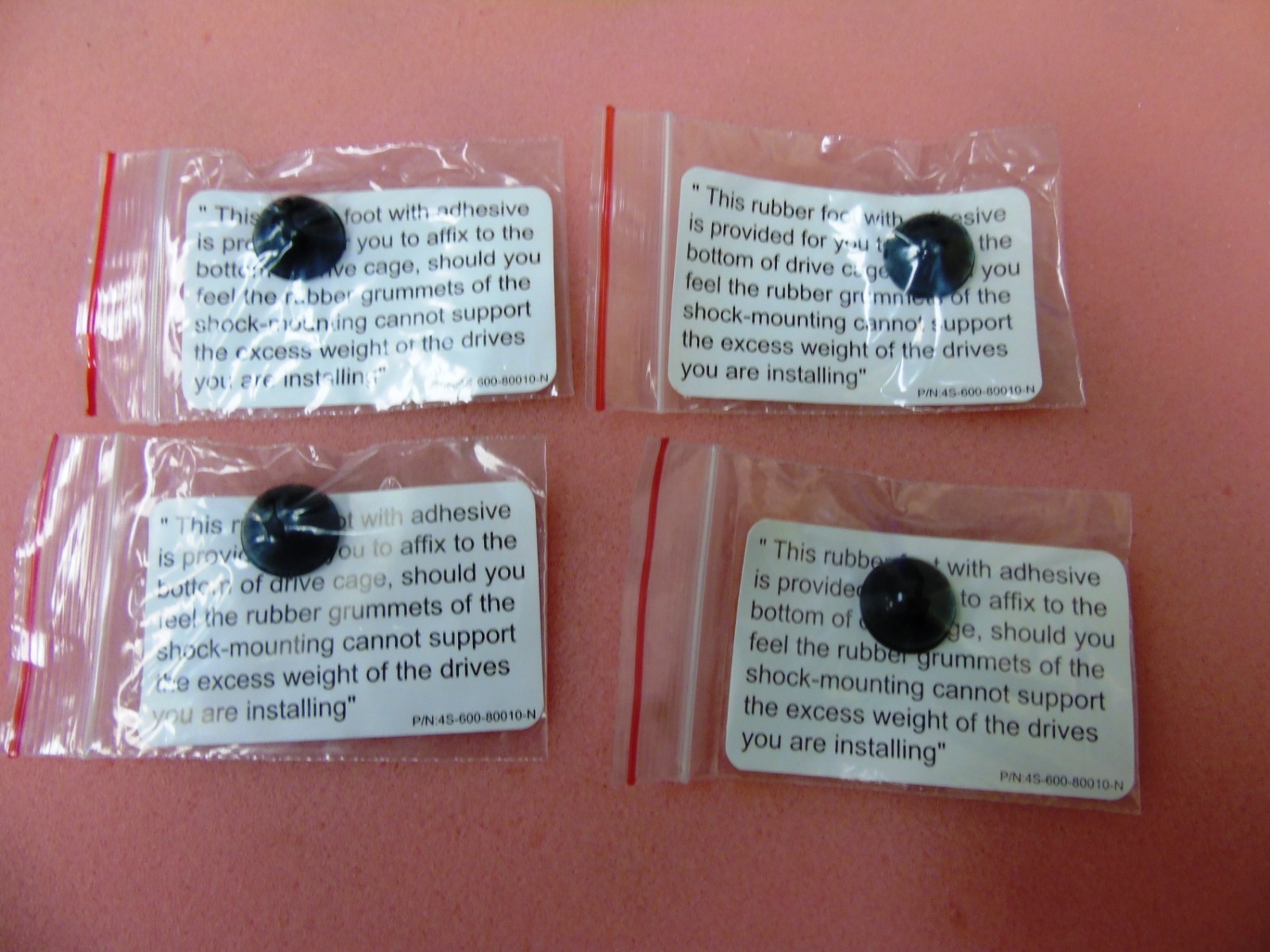 Server Hard Drive Cage Rubber Foot Feet w/ adhesive 4S-600-80010-N  (Set of 4)