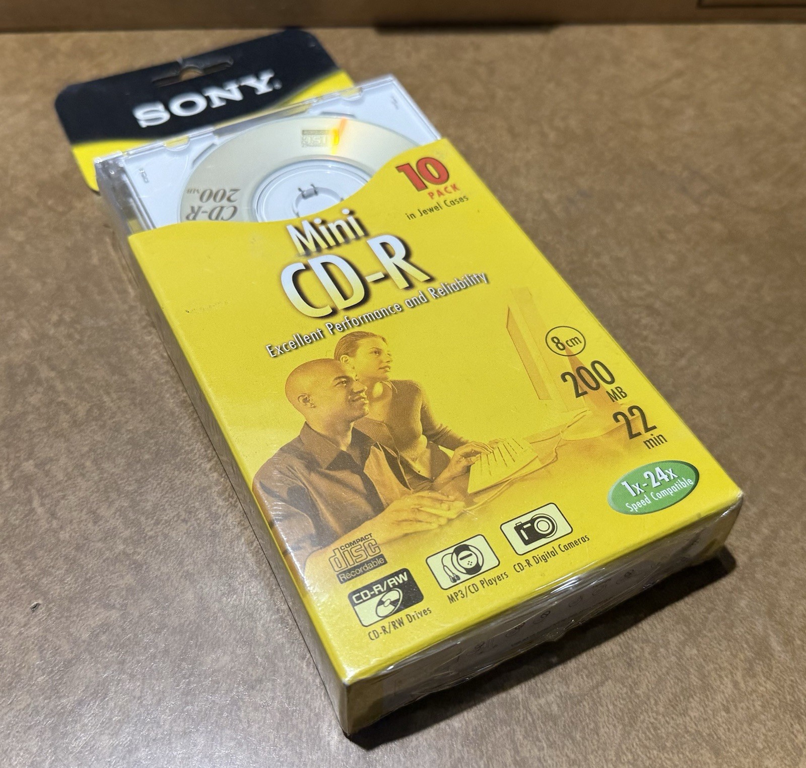 Sony Mini CD-R Disc 22-Min 200MB with Slim Jewel Cases 10 Pack NEW SEALED 💿