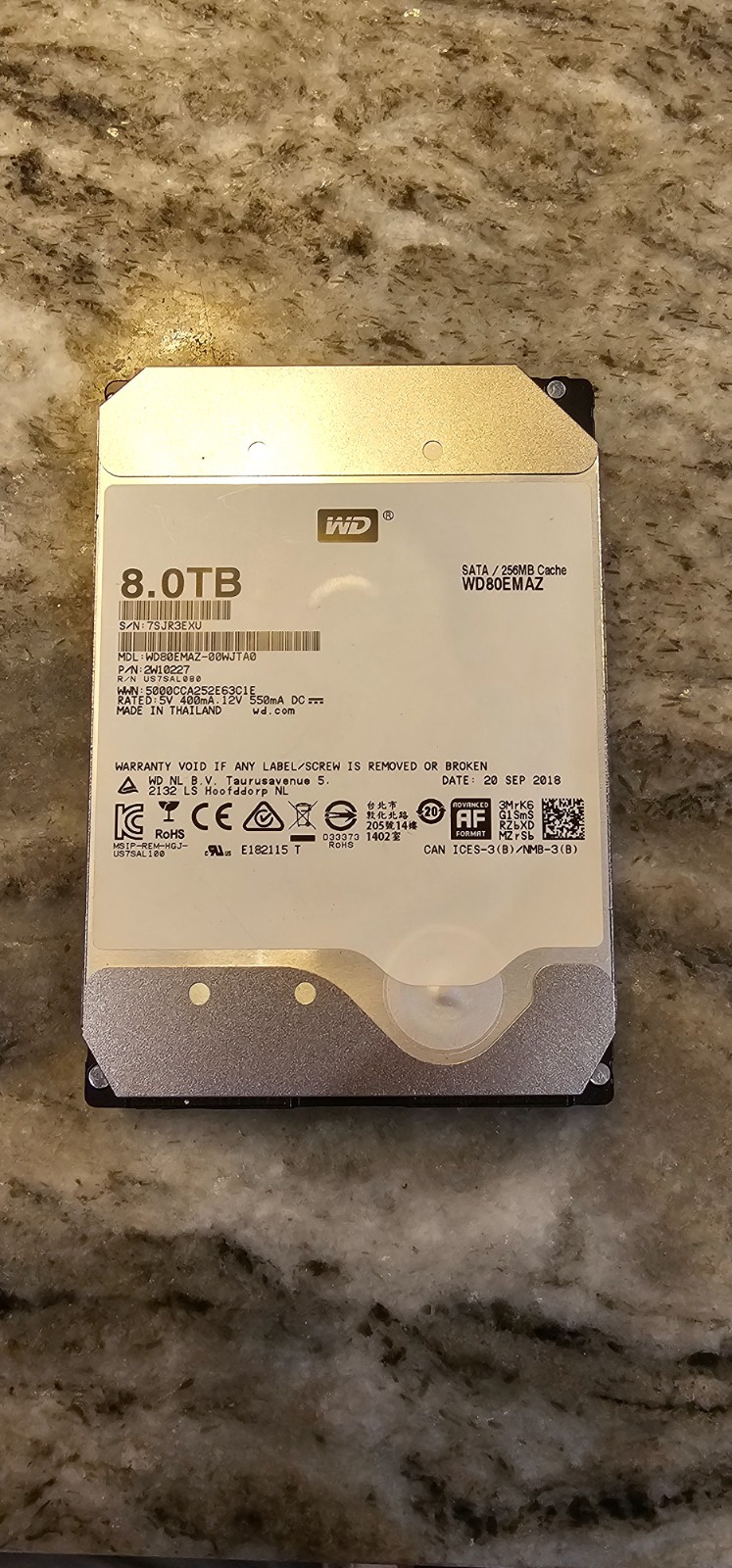 Western Digital 8TB 5400RPM SATA 6Gb/s 256MB 3.5" Internal Hard Drive WD80EMAZ