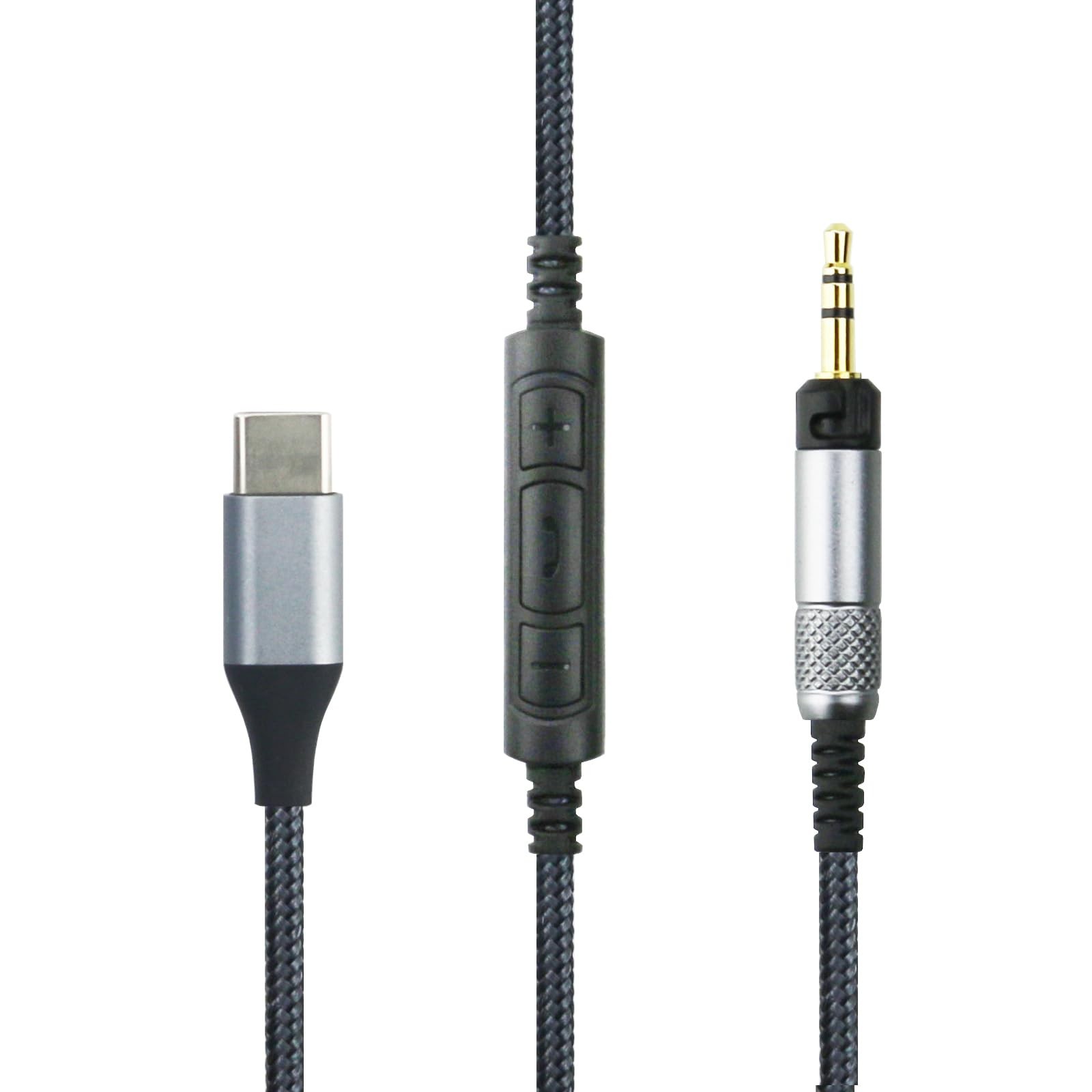 NewFantasia USB C Audio Cable Compatible with Technica ATH-M60X Grey 