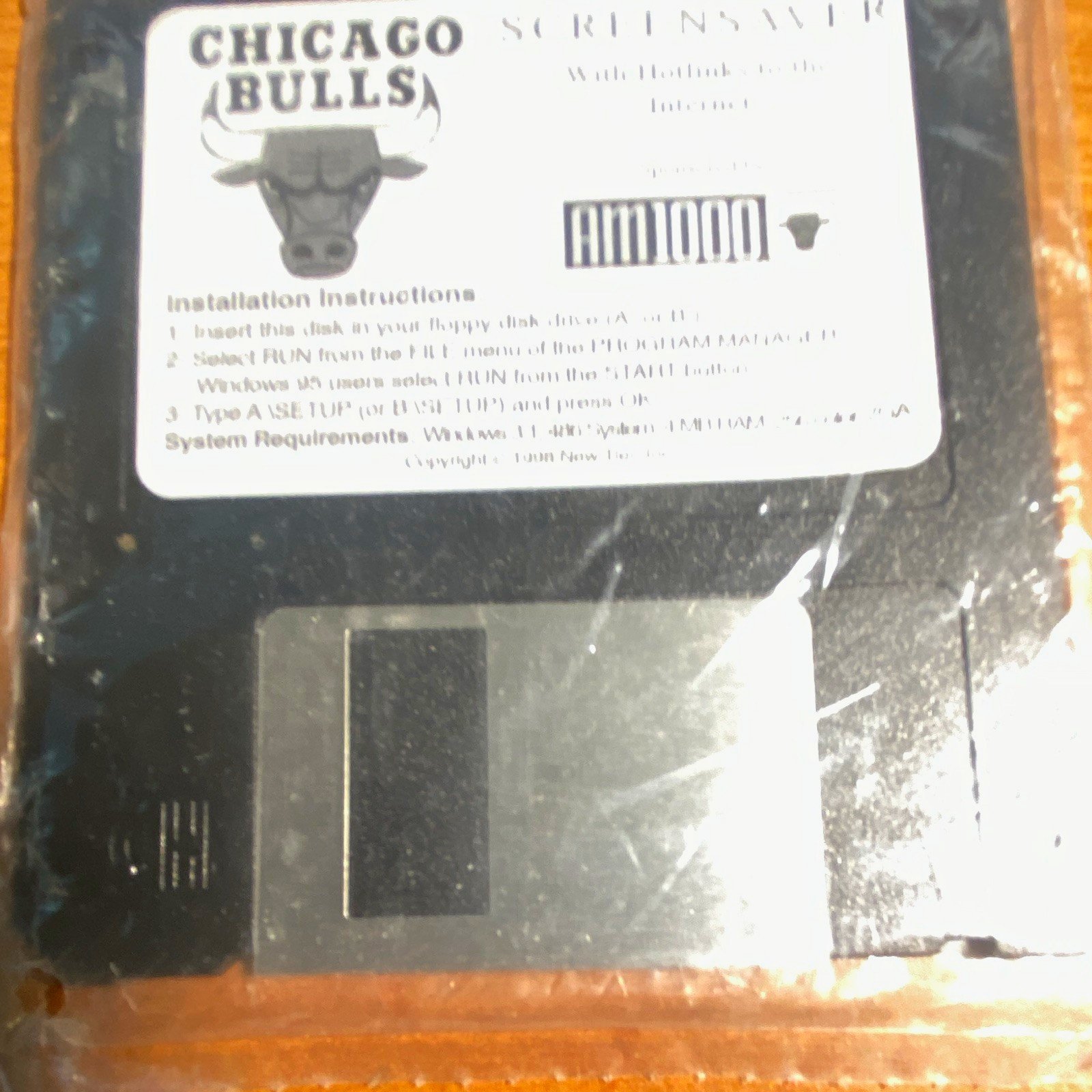 Chicago Bulls Screen Saver Software 3.5" Floppy Disk for Windows 3.1/95