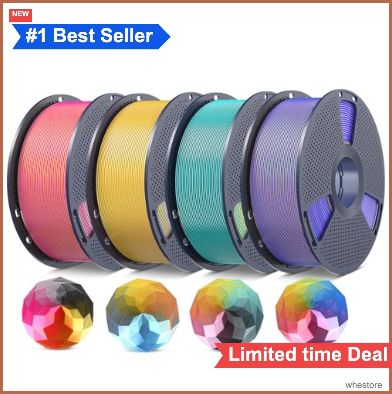 Silk PLA Plus Filament Bundle Multicolor 1.75mm 4kg Four Color Spools 3D