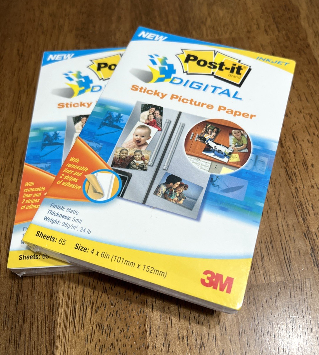 2-Packages 3M Post-It Digital Sticky Picture Paper For Inkjet/Photo Printers 4x6