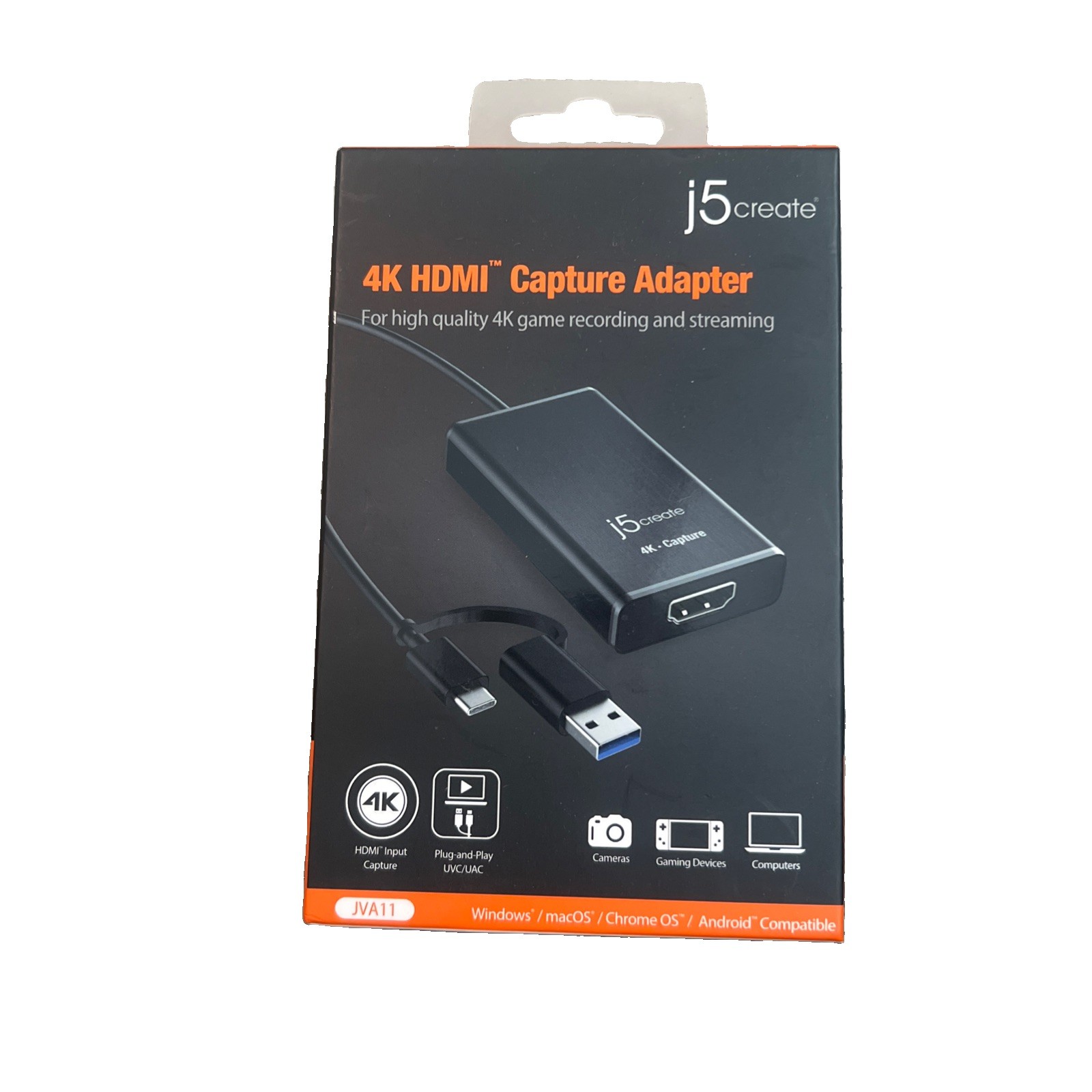 j5create JVA11 Capture Adapter 4k Game Recording USB 3.2 Gen 1, USB-C 1 ~D~