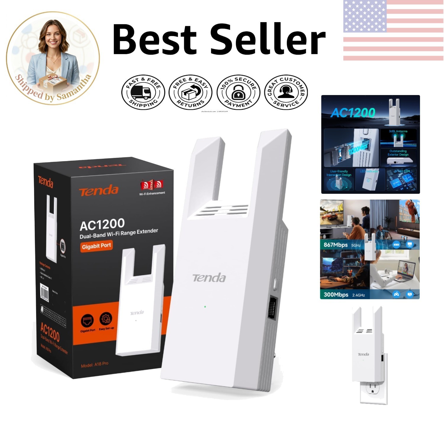 Boost Your WiFi - AC1200 Dual Band Extender with Ethernet Port & MU-MIMO