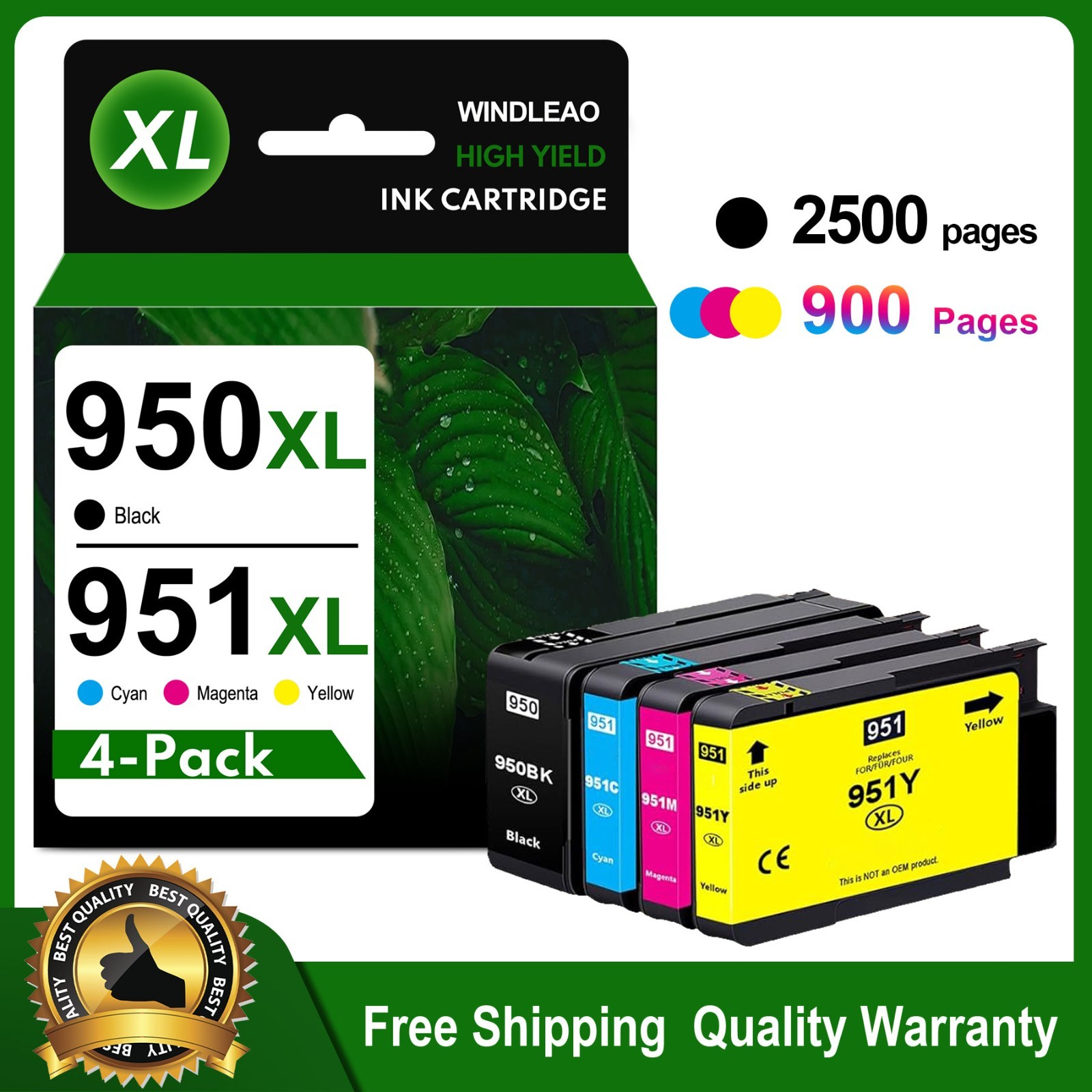 4PK Ink Cartridge 950XL 951XL BCMY For HP Officejet Pro 8610 8615 8620 8625 8630