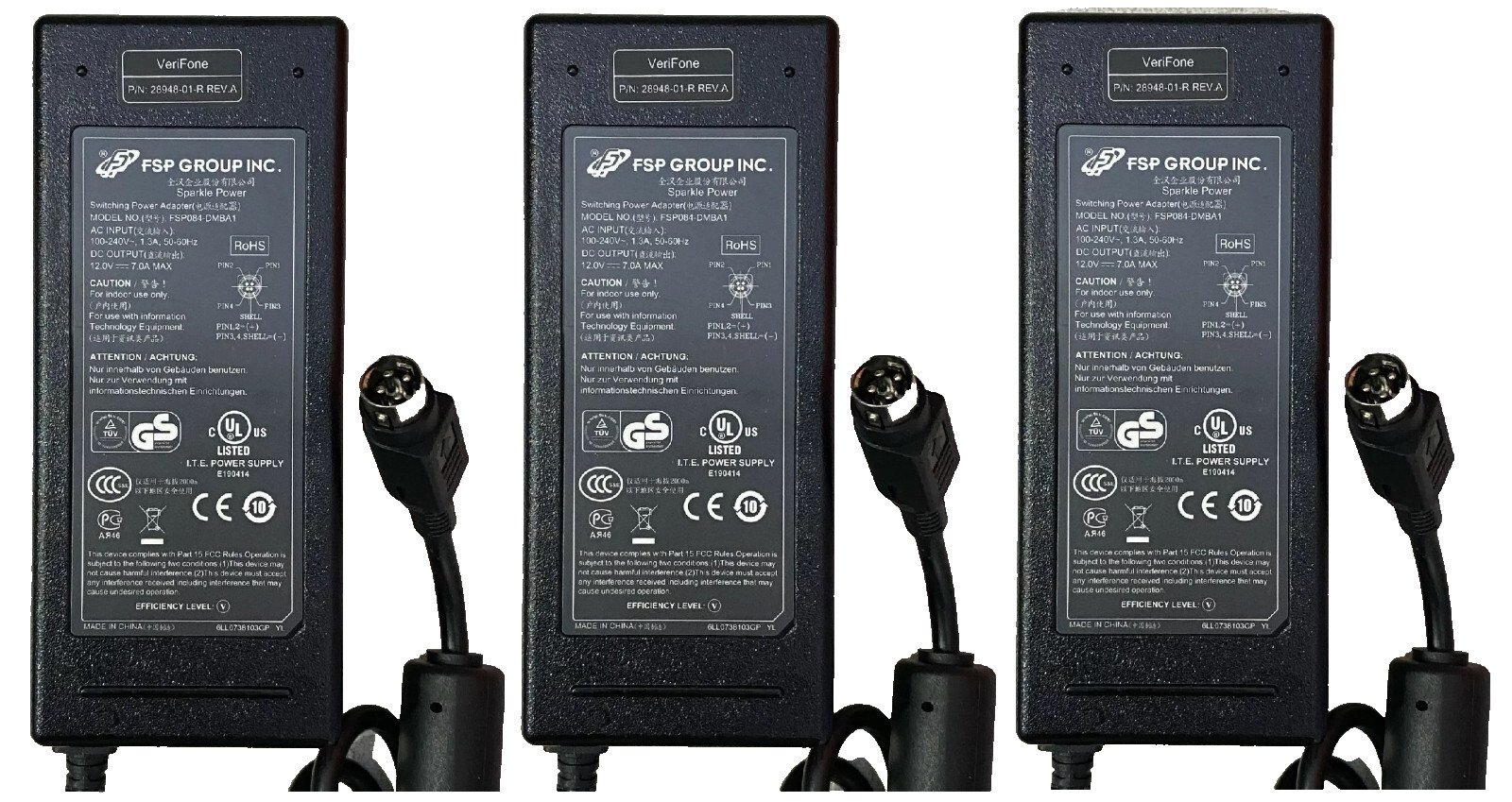 Lot 3 oem Genuine 4-Pin FSP FSP084-DMBA1 8948-01-R 12V 7.0A AC/DC Adapter Power