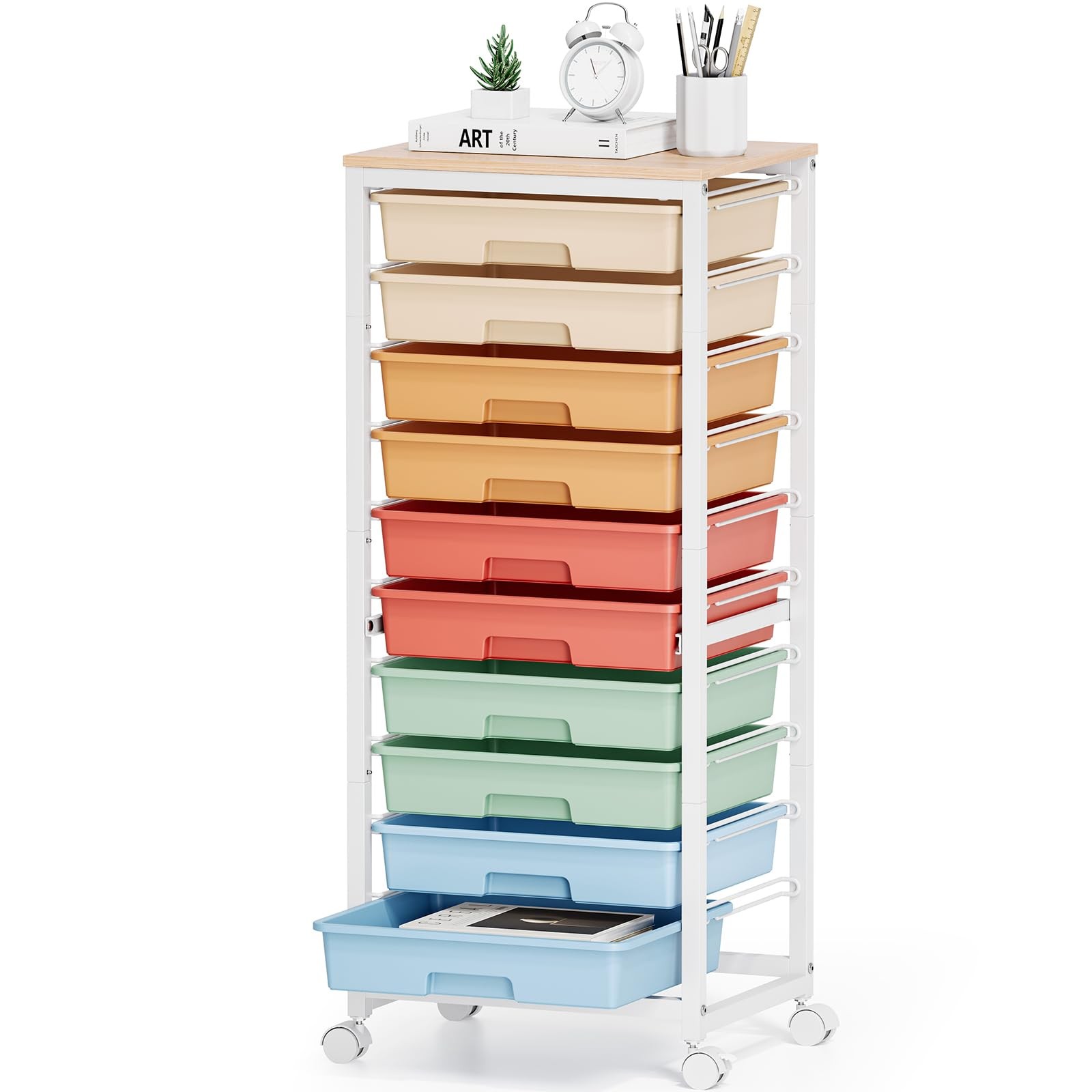 Rolling Cart 10 Drawer Rainbow Storage Organizer Mobile WK831197-2 SYKIARIOL