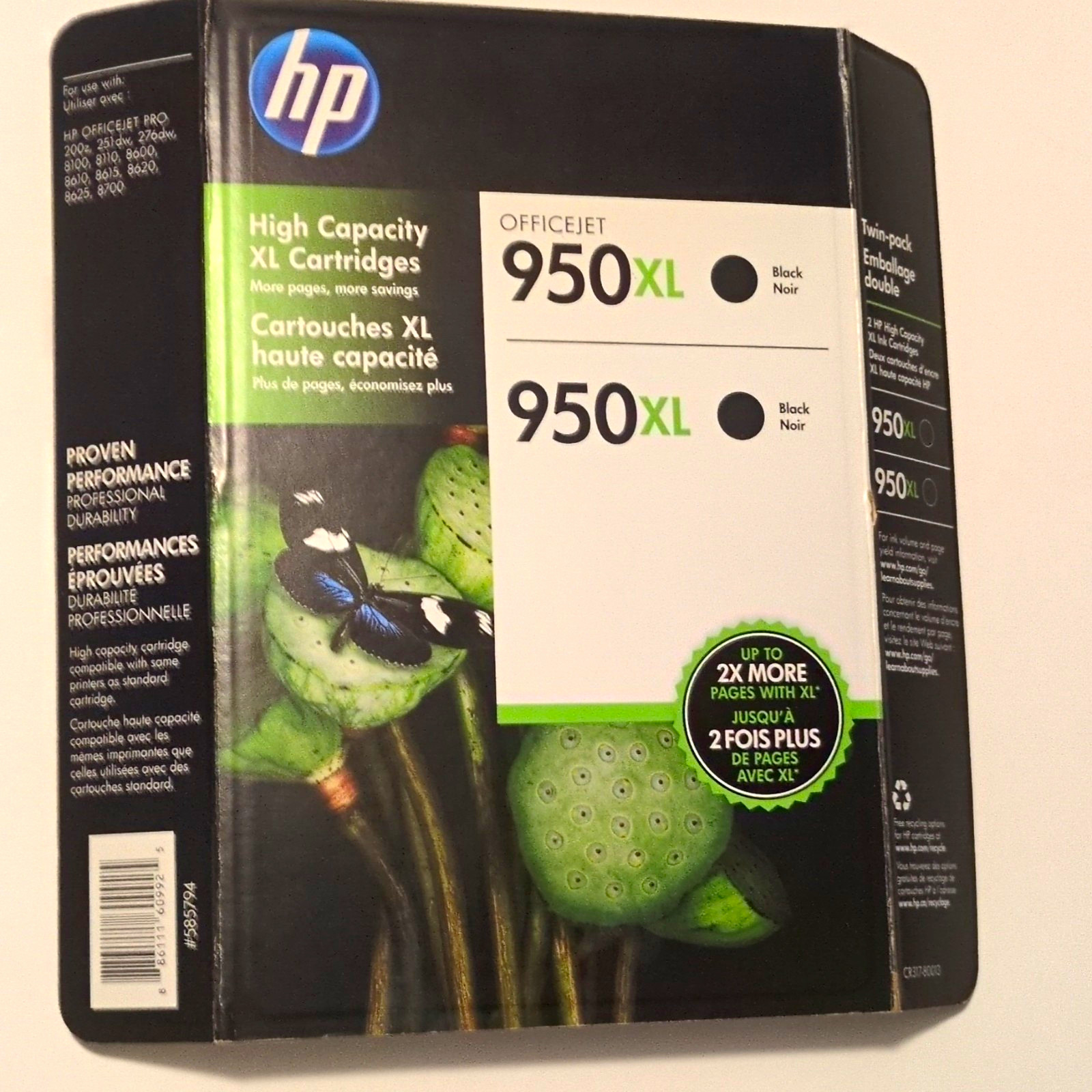 HP Genuine Original 950XL Black High Capacity Ink Cartridges Twin Pack CR317BN