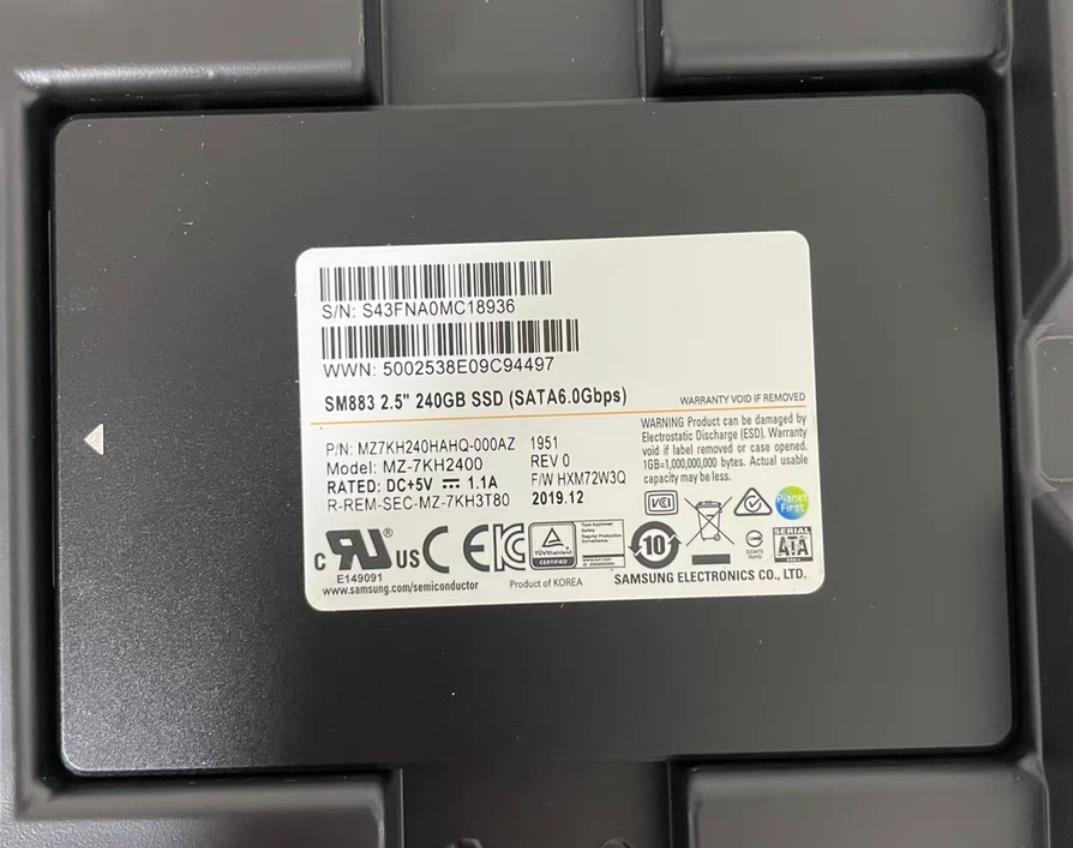 New Samsung SM883 240GB SSD 2.5 SATA 6.0Gbps MZ-7KH4800 MZ7KH240HAHQ-000AZ、00005
