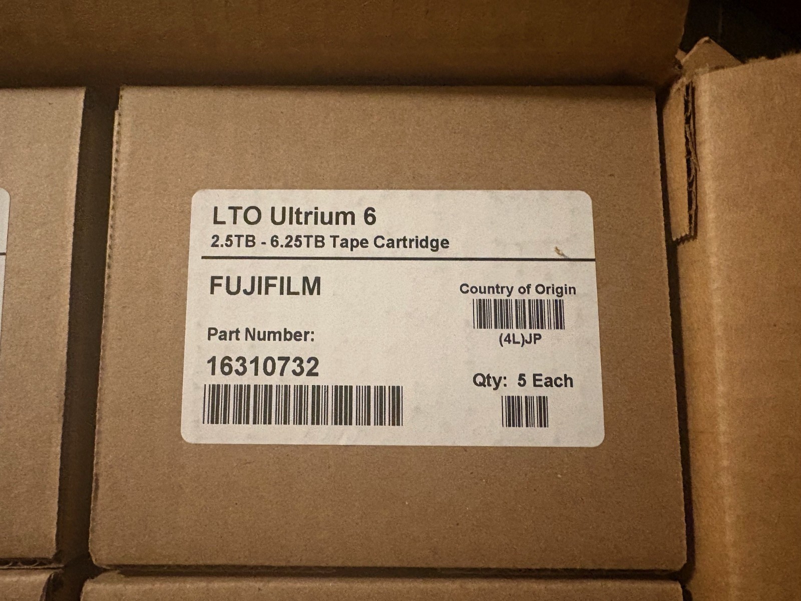FUJI 16317032 LTO 6 TAPE DATA CARTRIDGE - NEW 5 PACK