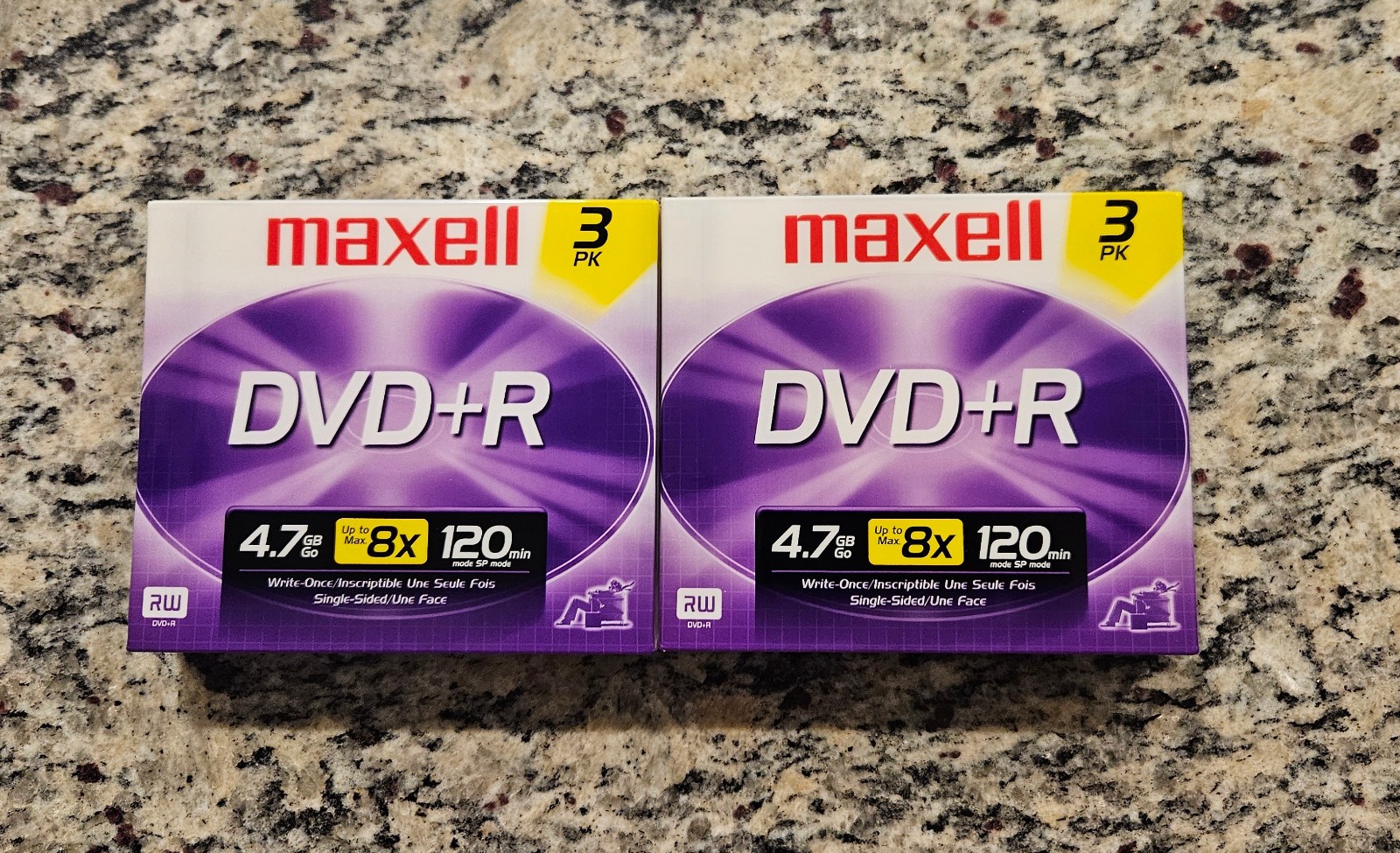 Two (2) Maxell 3-Pack DVD+RW with Jewel Cases