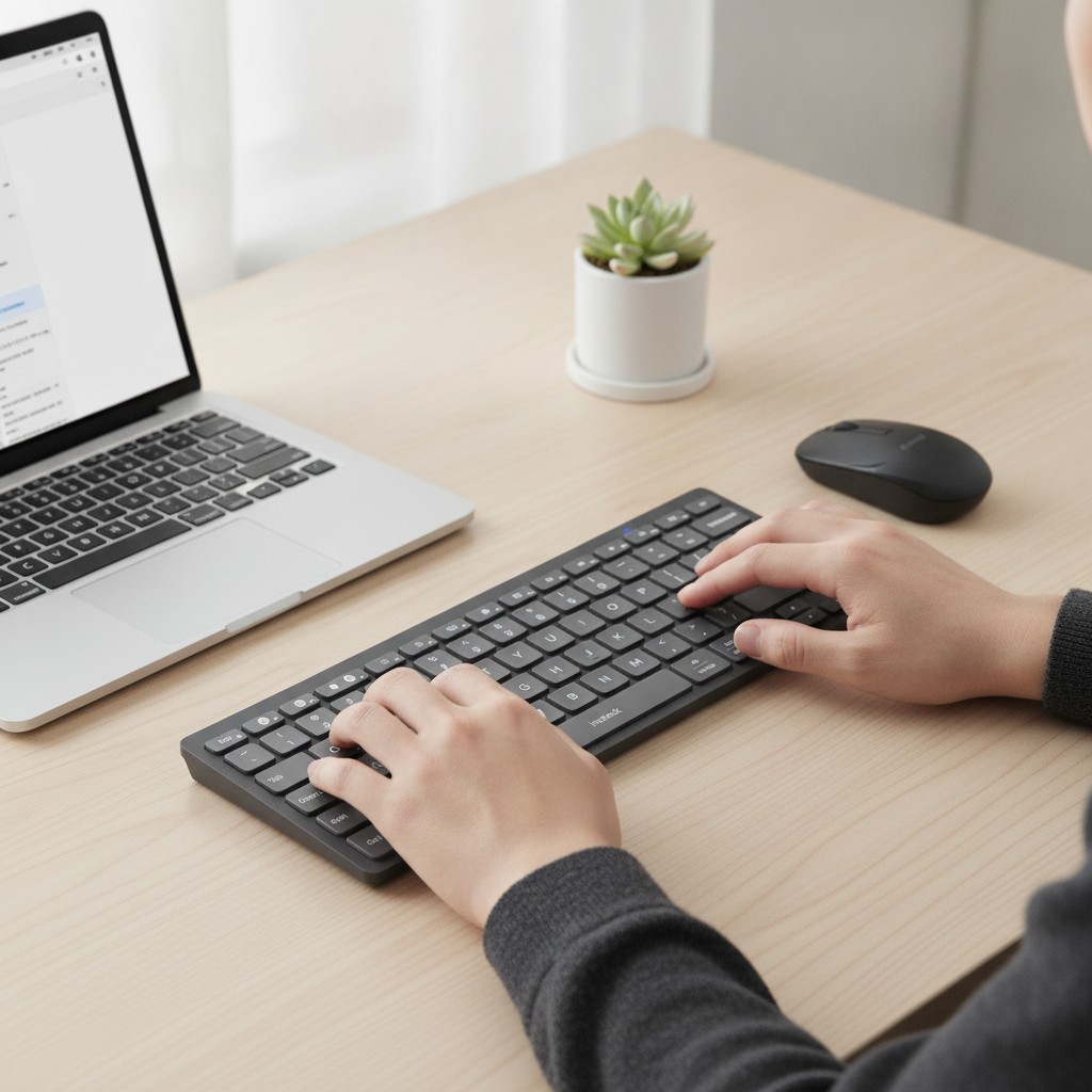 Ultra-Slim Bluetooth Keyboard - Ergonomic 3-Device Connection for All OS