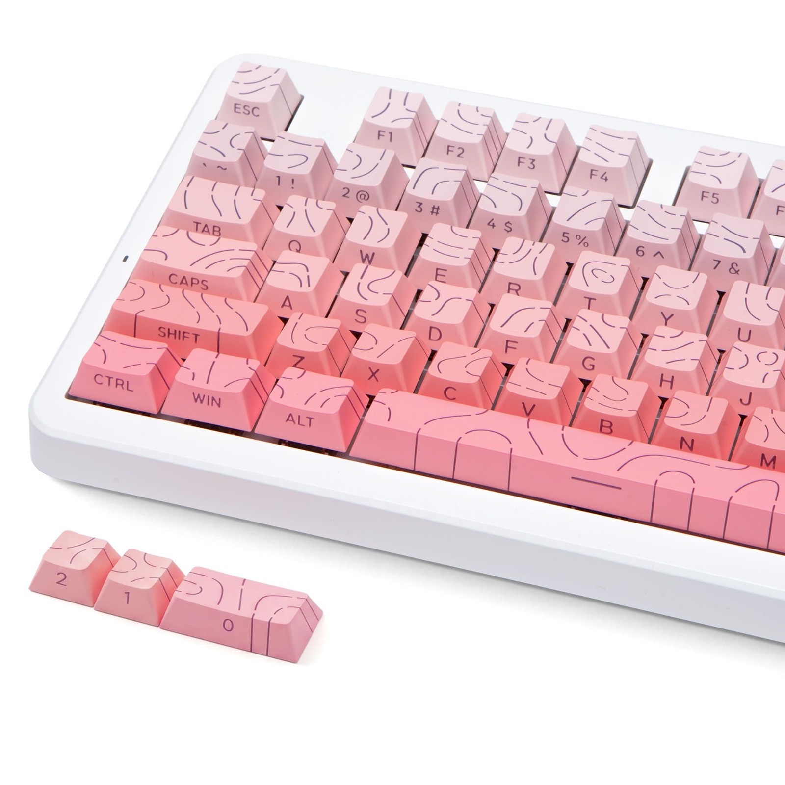 Pink Gradient Keycaps Set Fits 60% To Full Size Keyboard PBT Topographic