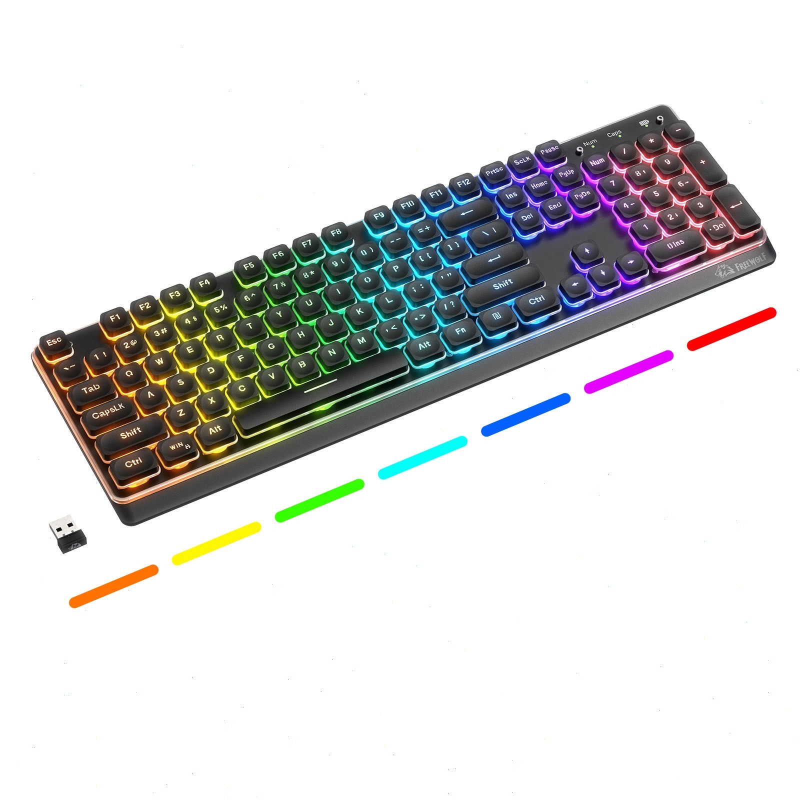 ZIYOULANG M104 Tri-Mode Wireless Gaming Keyboard 104 Keys RGB Membrane For PC