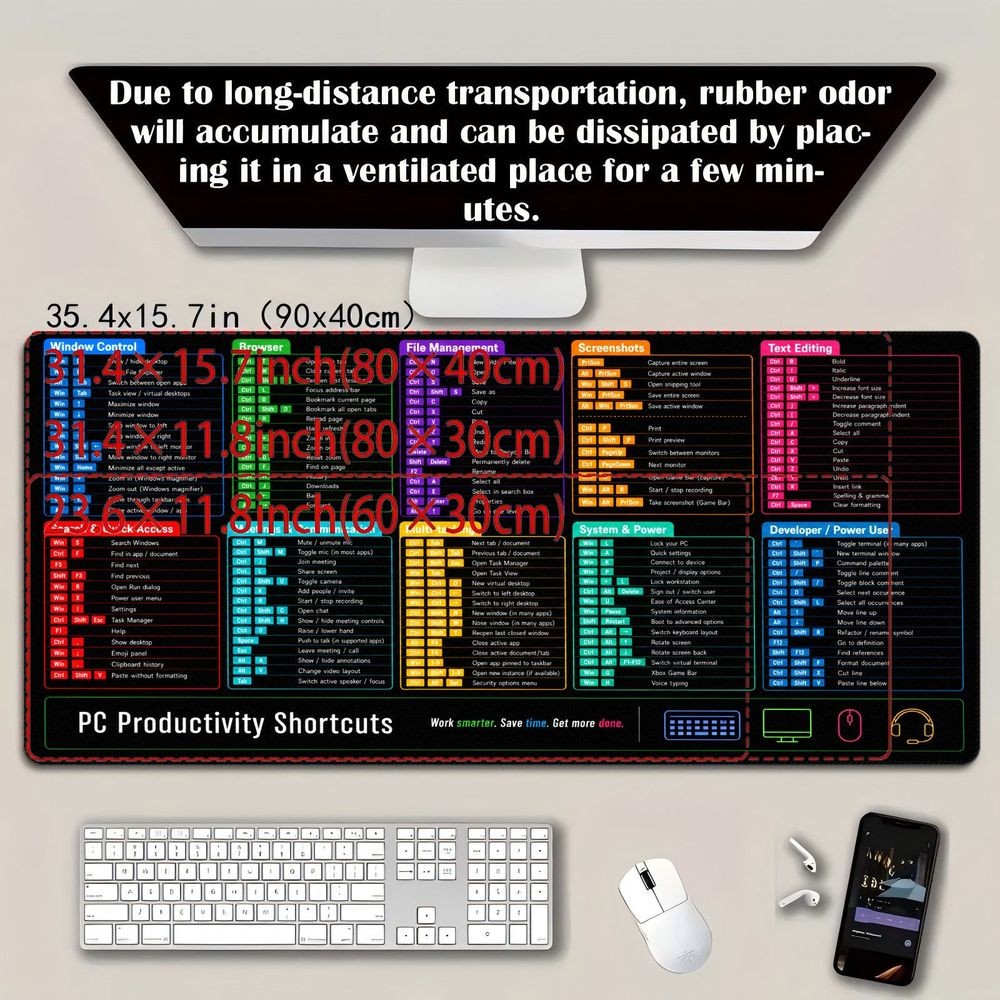 Oversized Gaming Mouse Pad, Thickened Office Full-Desk Keyboard Mat, Non-Slip