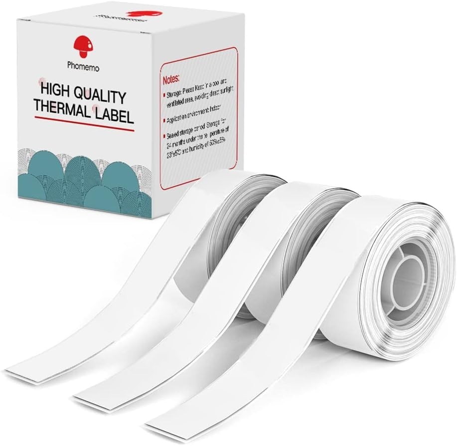 Phomemo 3 Rolls  Adhesive Thermal Paper Sticker Label for Phomeme D30 Printer