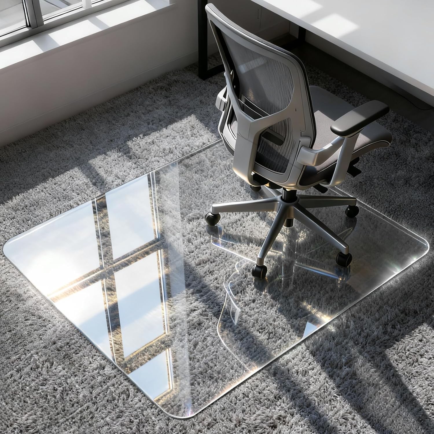 Chair Mat Tempered Glass 36" x 48" Hhick Carpet Protector Heavy Duty Azadx Easy