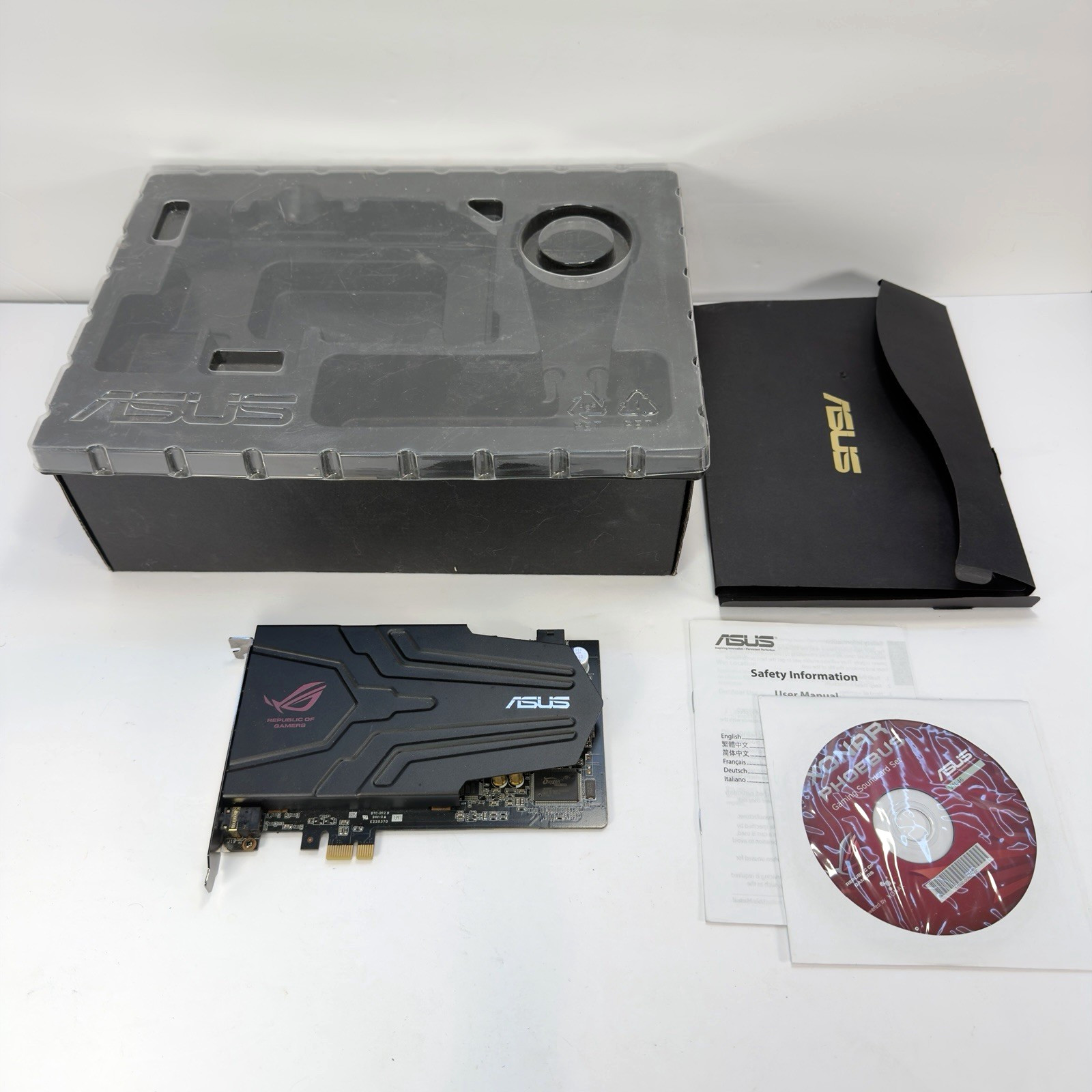 ASUS ROG Xonar Phoebus 7.1 PCIe Gaming Sound Card Tested Working w Box Disc