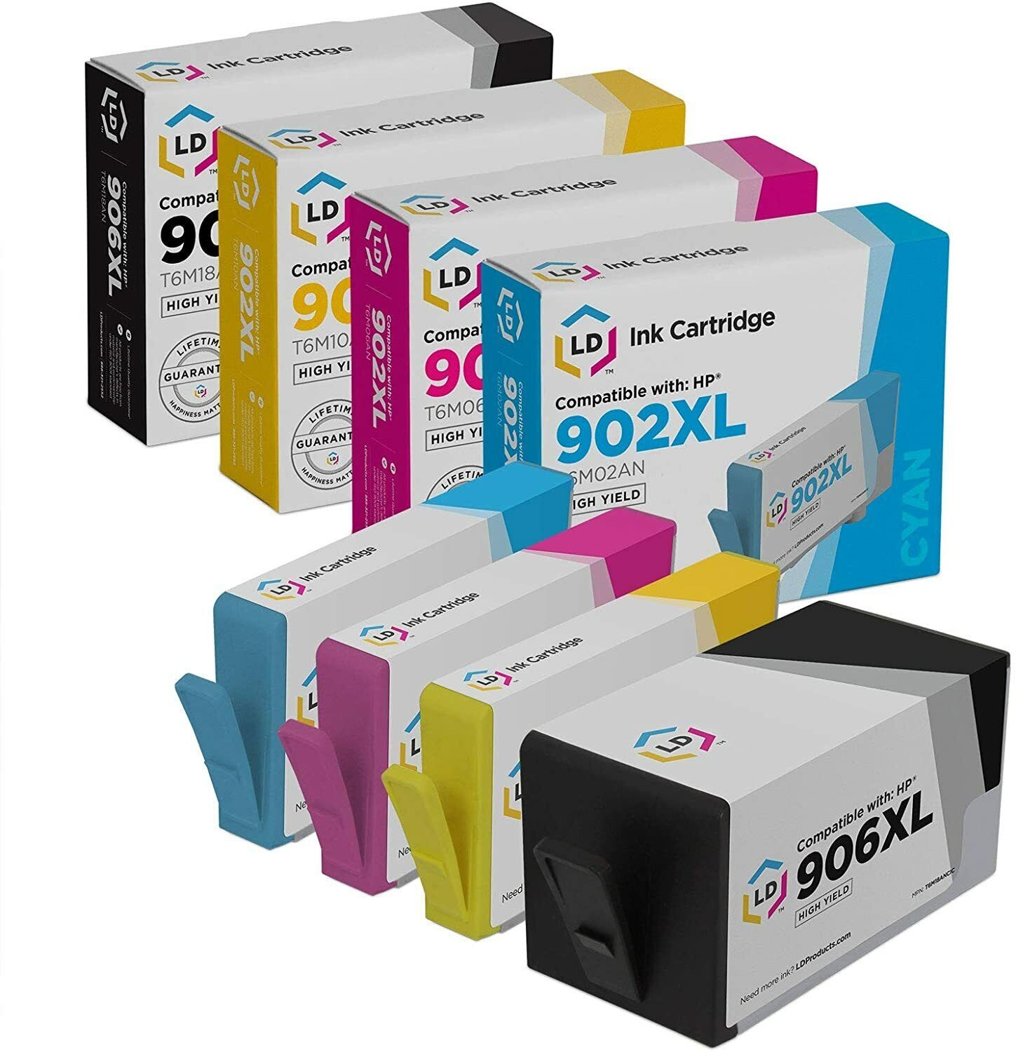 LD 4pk Comp Ink Cartridge for HP 906 906XL 902XL OfficeJet Pro 6960 6968 6970