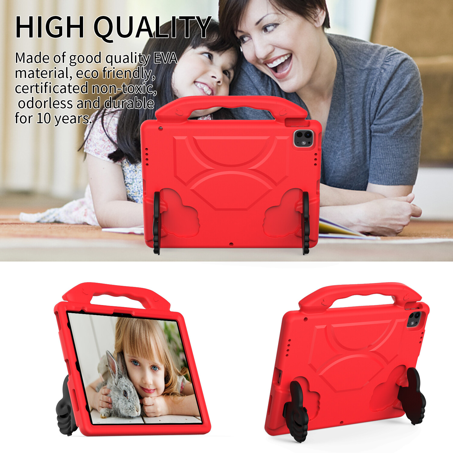 Kids Portable EVA Stand Case Cover For iPad Pro 12.9 Inch Air Pro 13 Inch M2/3/4