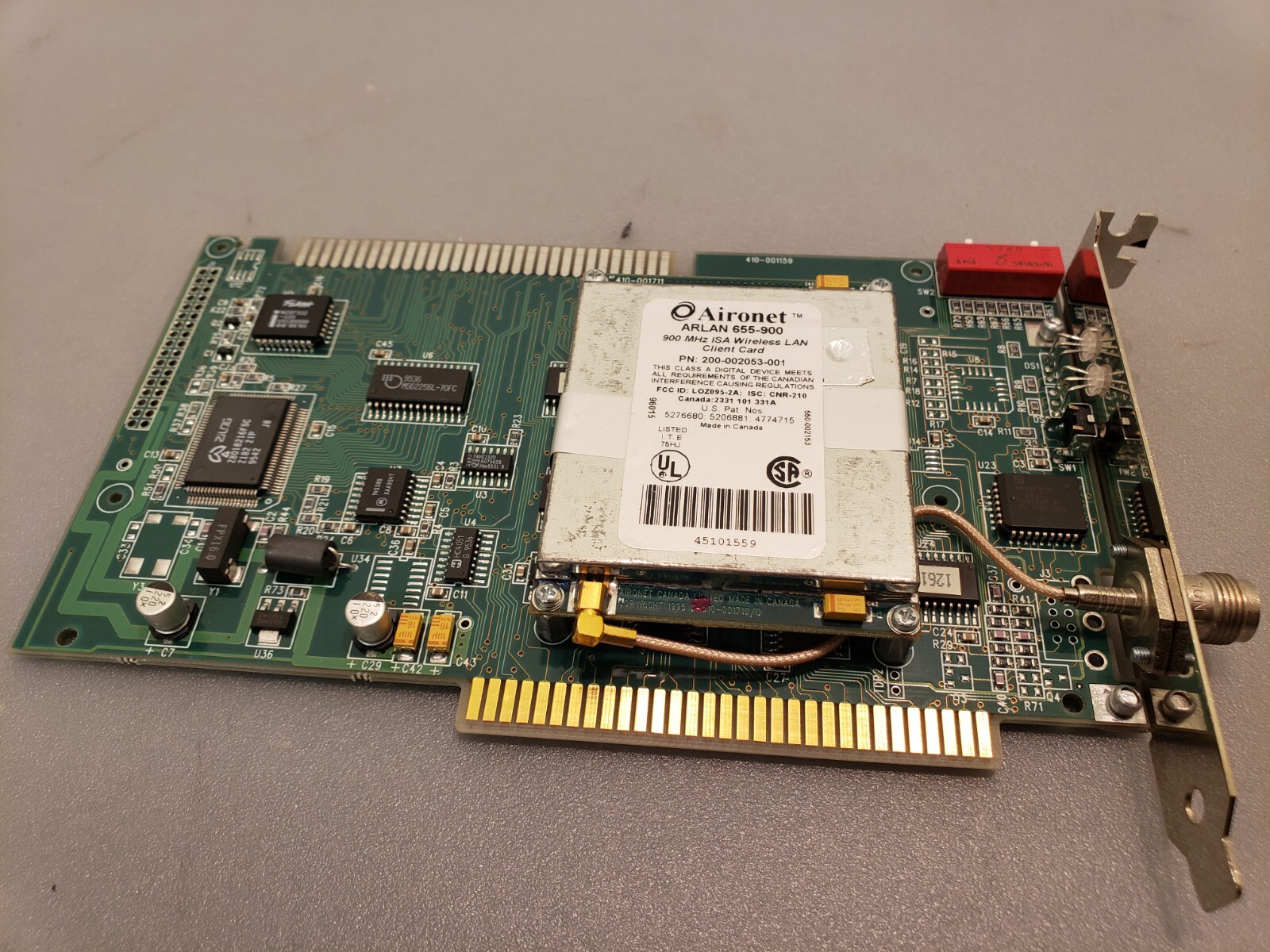 Vintage Rare 1996 ISA Aironet Arlan 655-900 900MHz Wireless LAN Client Card