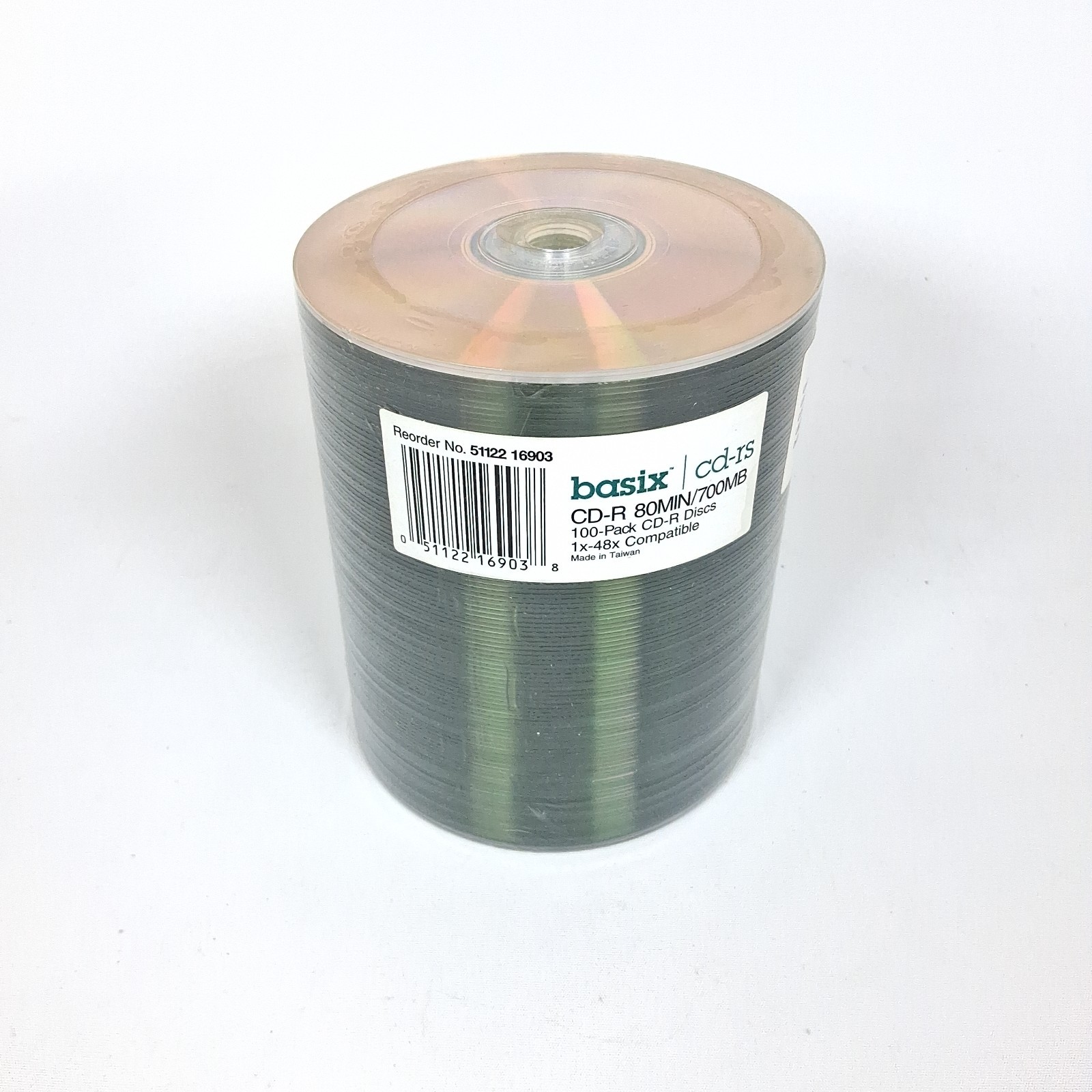 Basix CD-R 700MB 80 Minute Discs 48x Compatible 100 Pack New Sealed