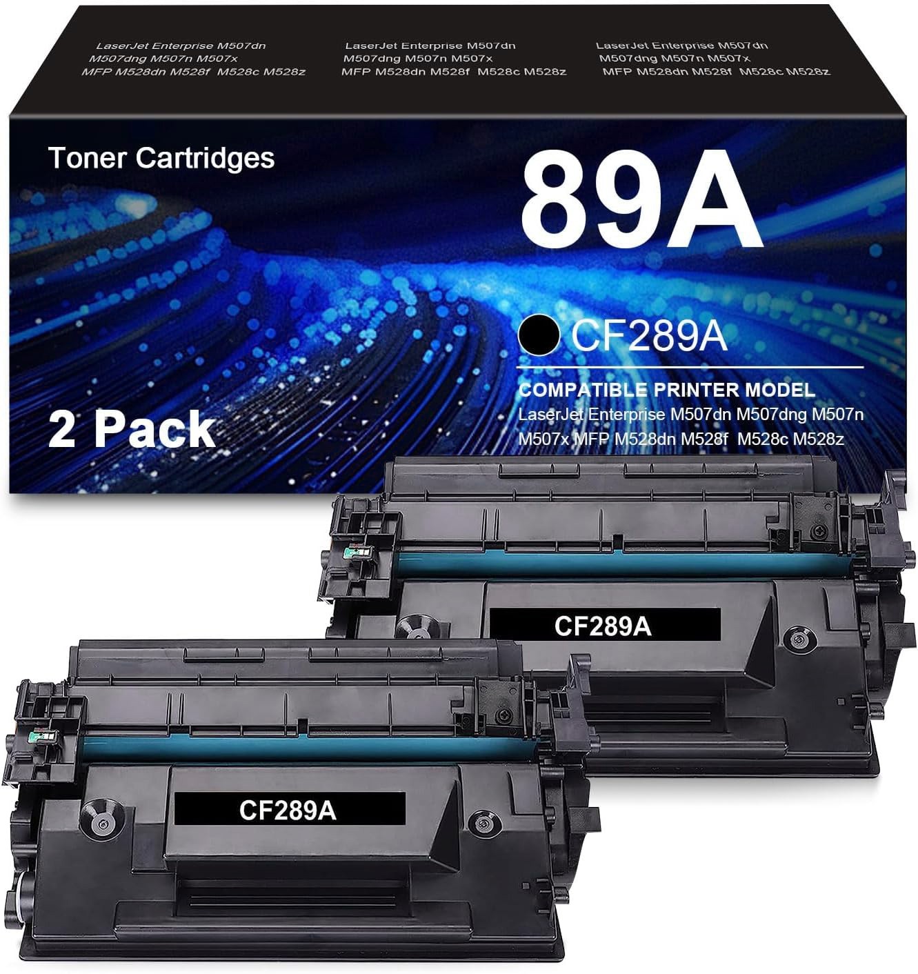 2pk 89A Black Toner For HP 89x CF289A LaserJet Enterprise MFP M528dn M507dn ल