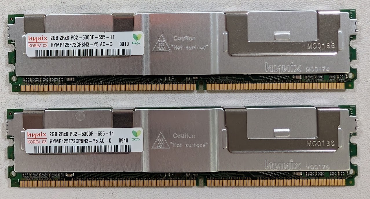 Hynix 4GB (2x2GB) DDR2 667MHz PC2-5300F ECC FBDIMM Mac Pro HYMP125F72CP8N3 RAM