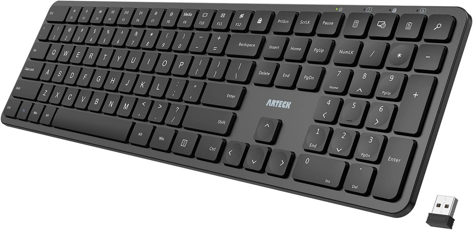 Arteck 2.4G USB Wireless Keyboard Full Size Keyboard for Computer/PC/Laptop