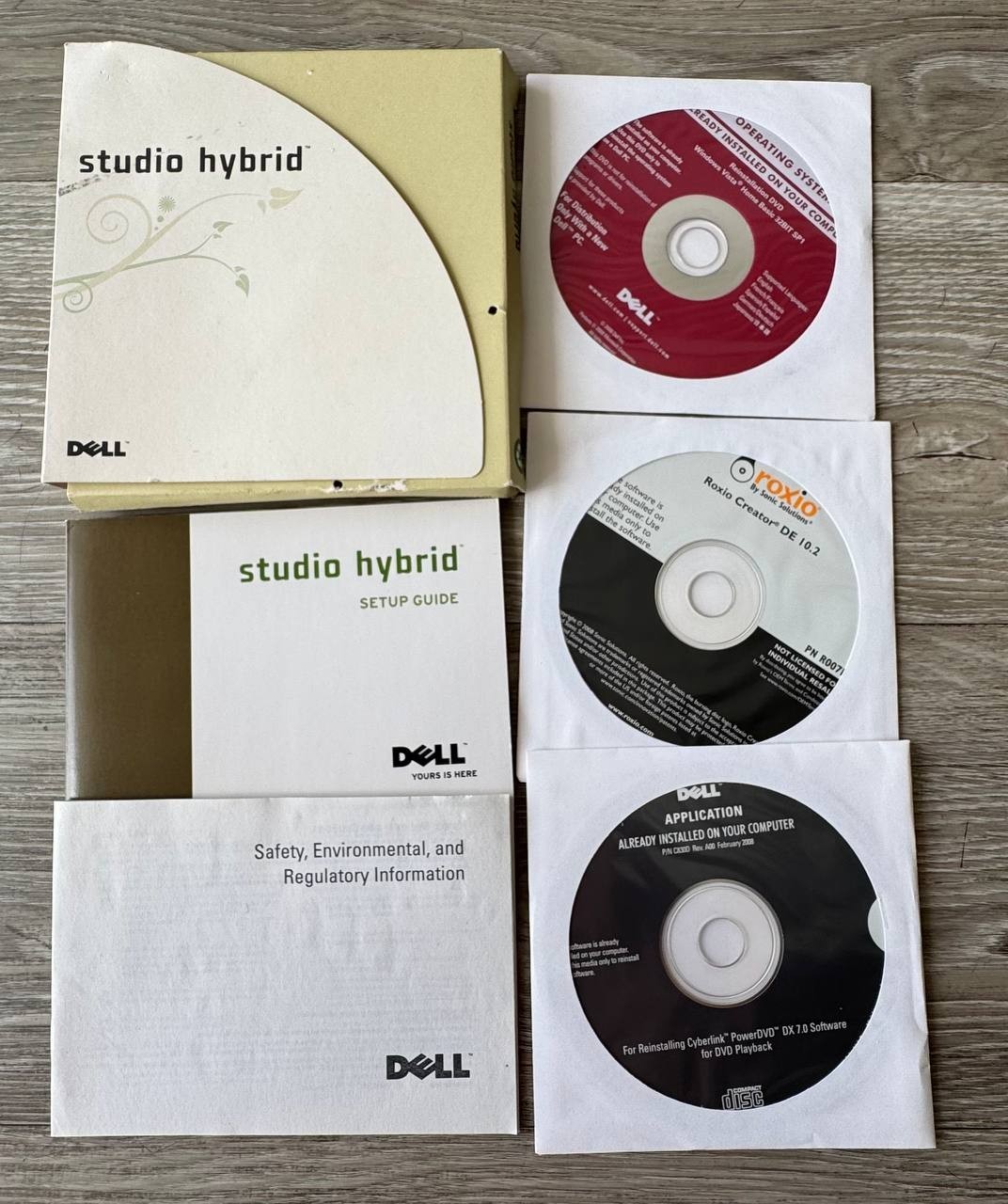 Dell Studio Hybrid Software CD Set Roxio Creator PowerDVD Manuals Bundle