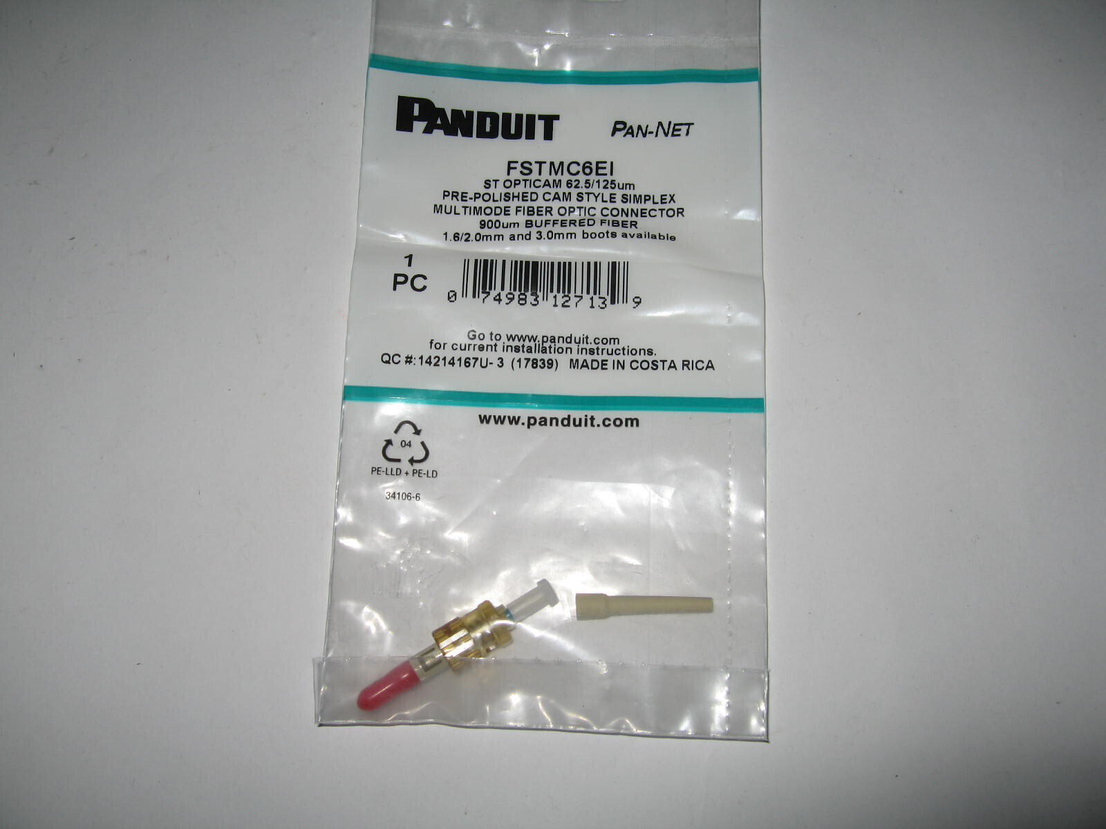 Panduit FSTMC6EI Opticam ST Simplex OM1 Multimode 62.5 Fiber Cam Connector