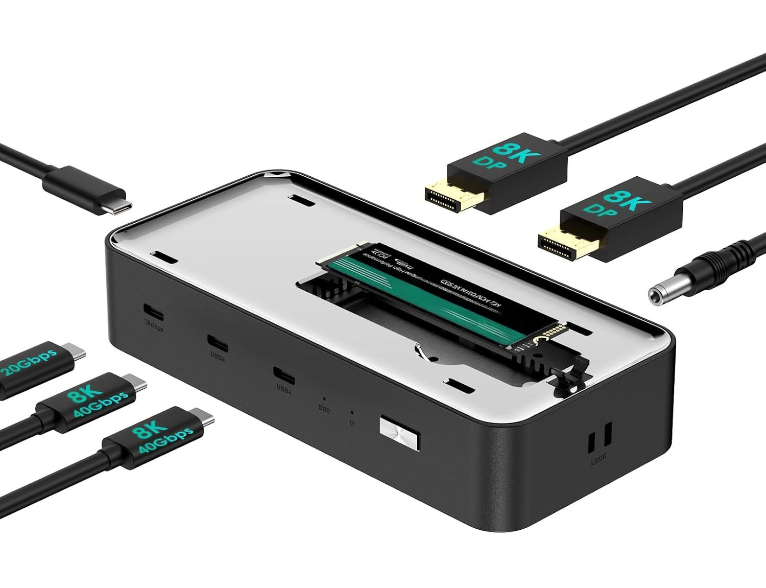 USB4 Docking Station - NVBVMe Slot - Triple 4K Monitors - 130W PD - Fan - 20Gbps