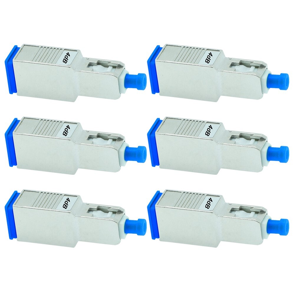 6 Pcs 4dB SC UPC Connector Fiber Optic Optical Single Mode Attenuator Metal Blue