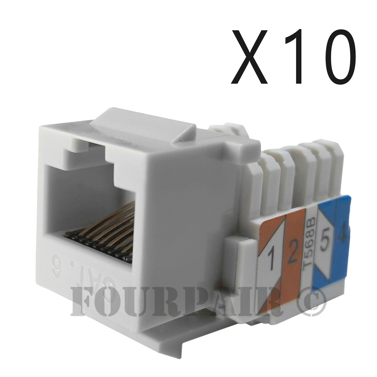 10x Pack Lot CAT6 Network RJ45 Port 110 Punch Down Keystone Snap-In Jack White