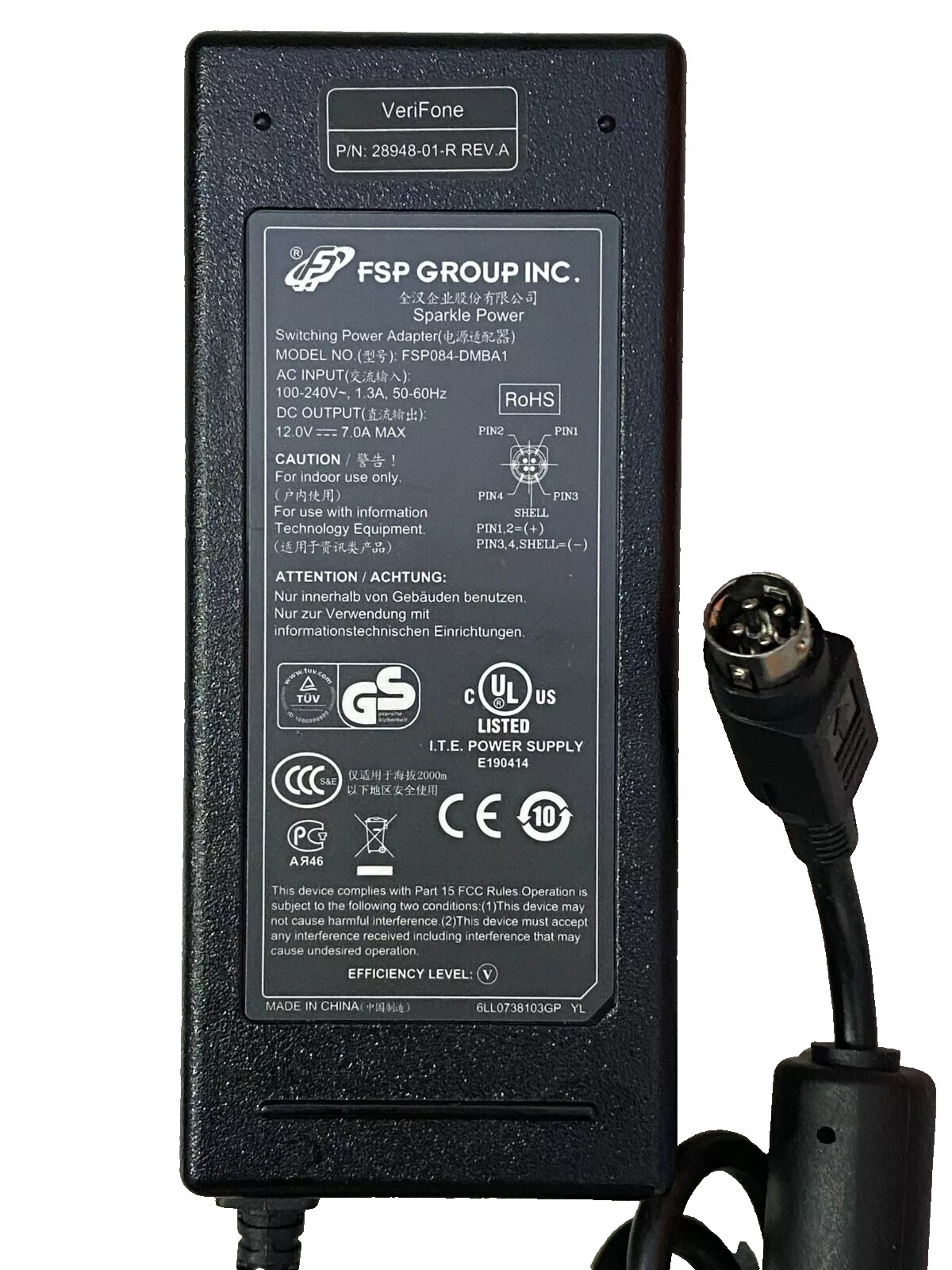 Oem Genuine 4-Pin FSP FSP084-DMBA1 8948-01-R 12V 7.0A AC/DC Adapter Power Supply