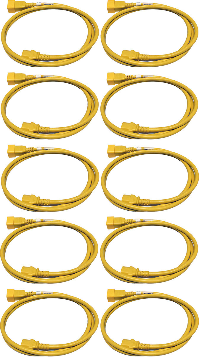 10x Panduit Power Cord C20 C13 Power Cable Yellow 1.8m 16A 250V NPCC19X-1