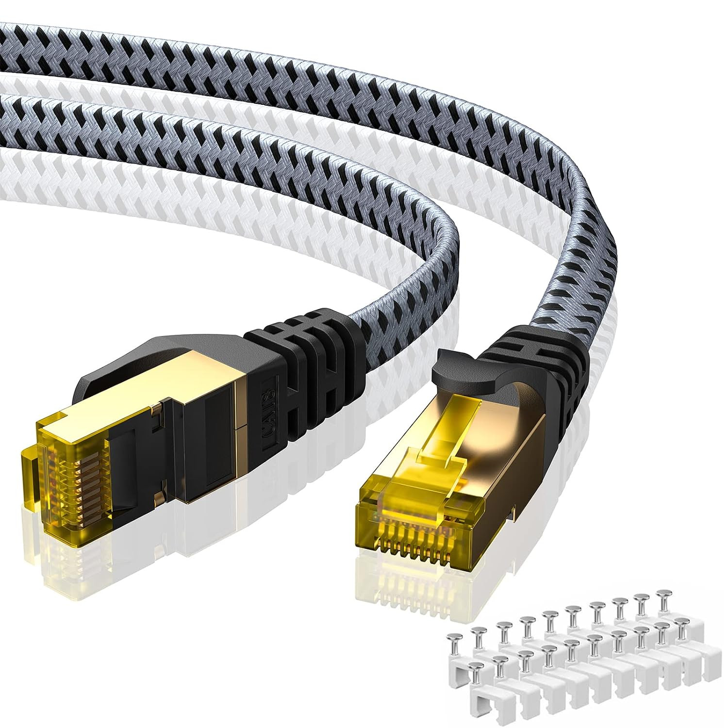 Cat 8 Ethernet Cable 75 FT, 40Gbps 2000Mhz High Speed Cat8 Network LAN Patch Cor
