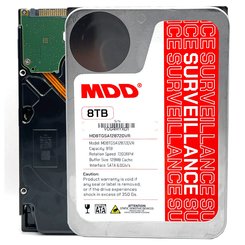 MDD 8TB 7200RPM 256MB Cache SATA 6.0Gb/s 3.5" Surveillance HDD - 3 Year Warranty